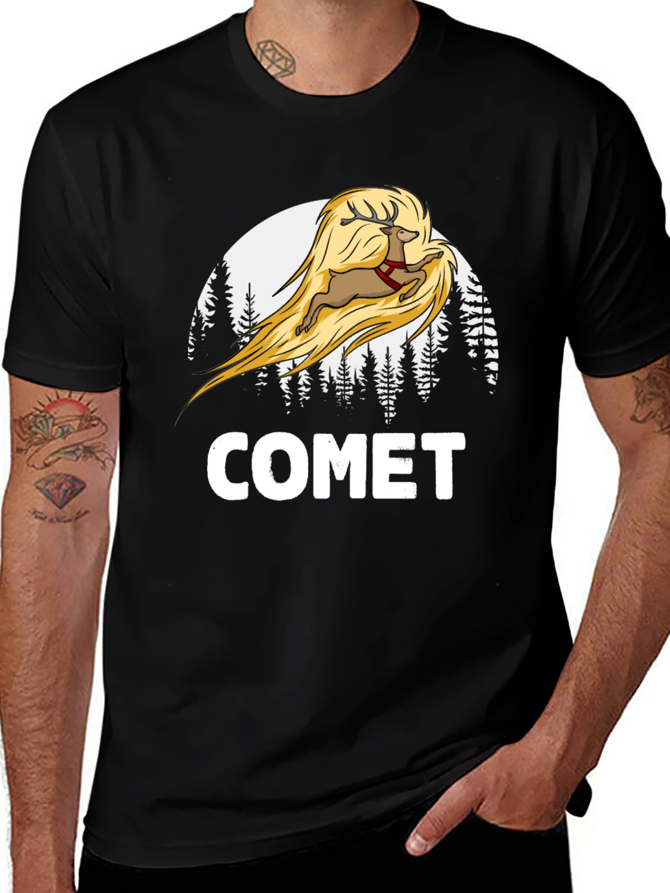 Comet Reindeer Graphic T-Shirt