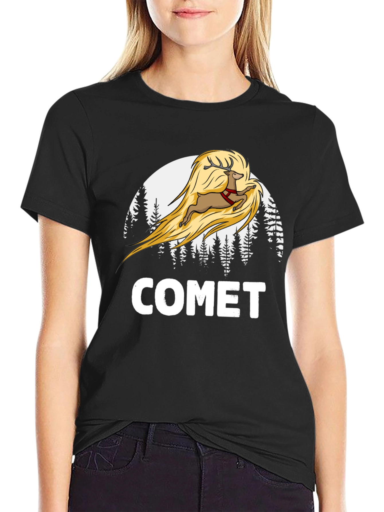 Comet Reindeer Graphic T-Shirt