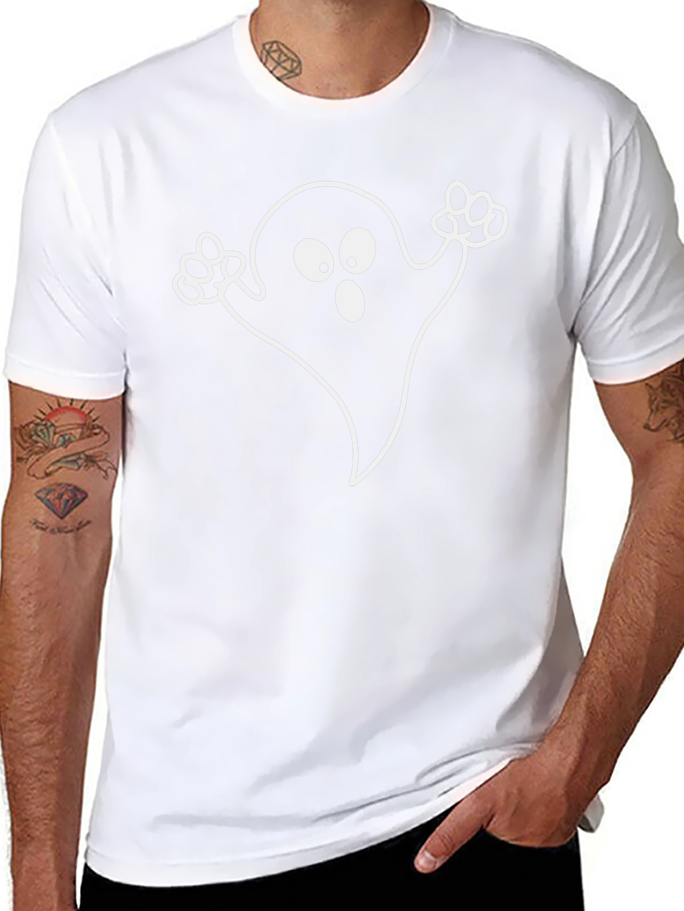 Ghost Graphic Black T-Shirt - Spooky Season Style