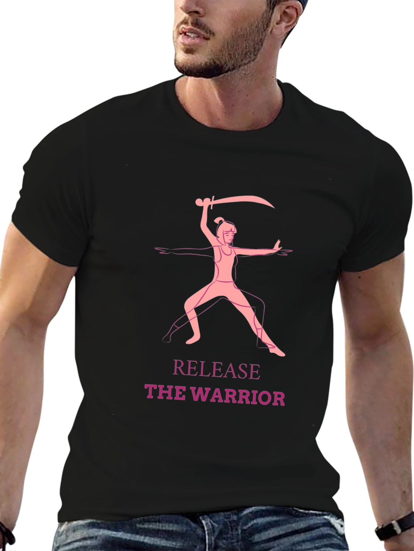 Warrior Pose Graphic Black T-Shirt