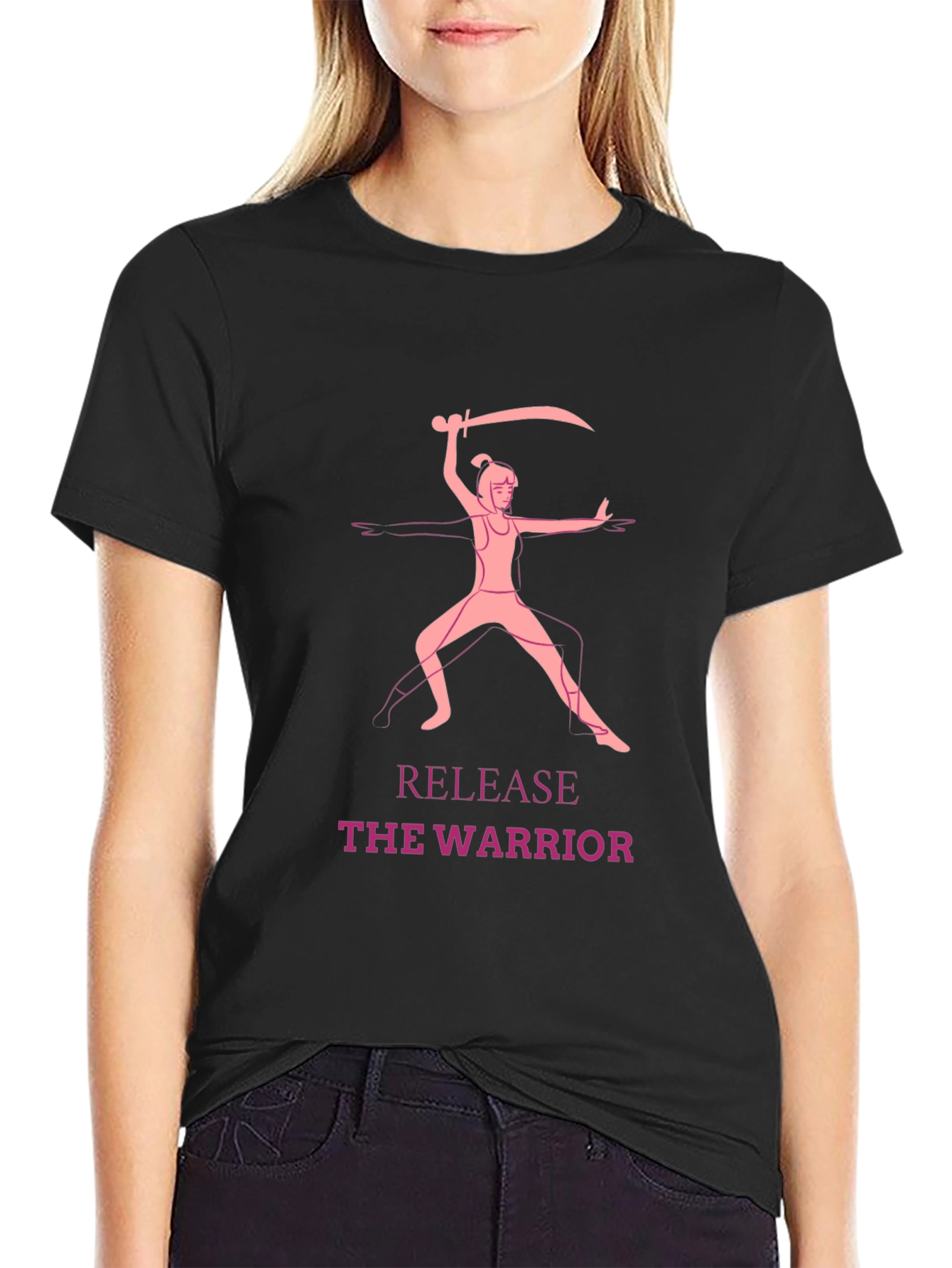 Warrior Pose Graphic Black T-Shirt