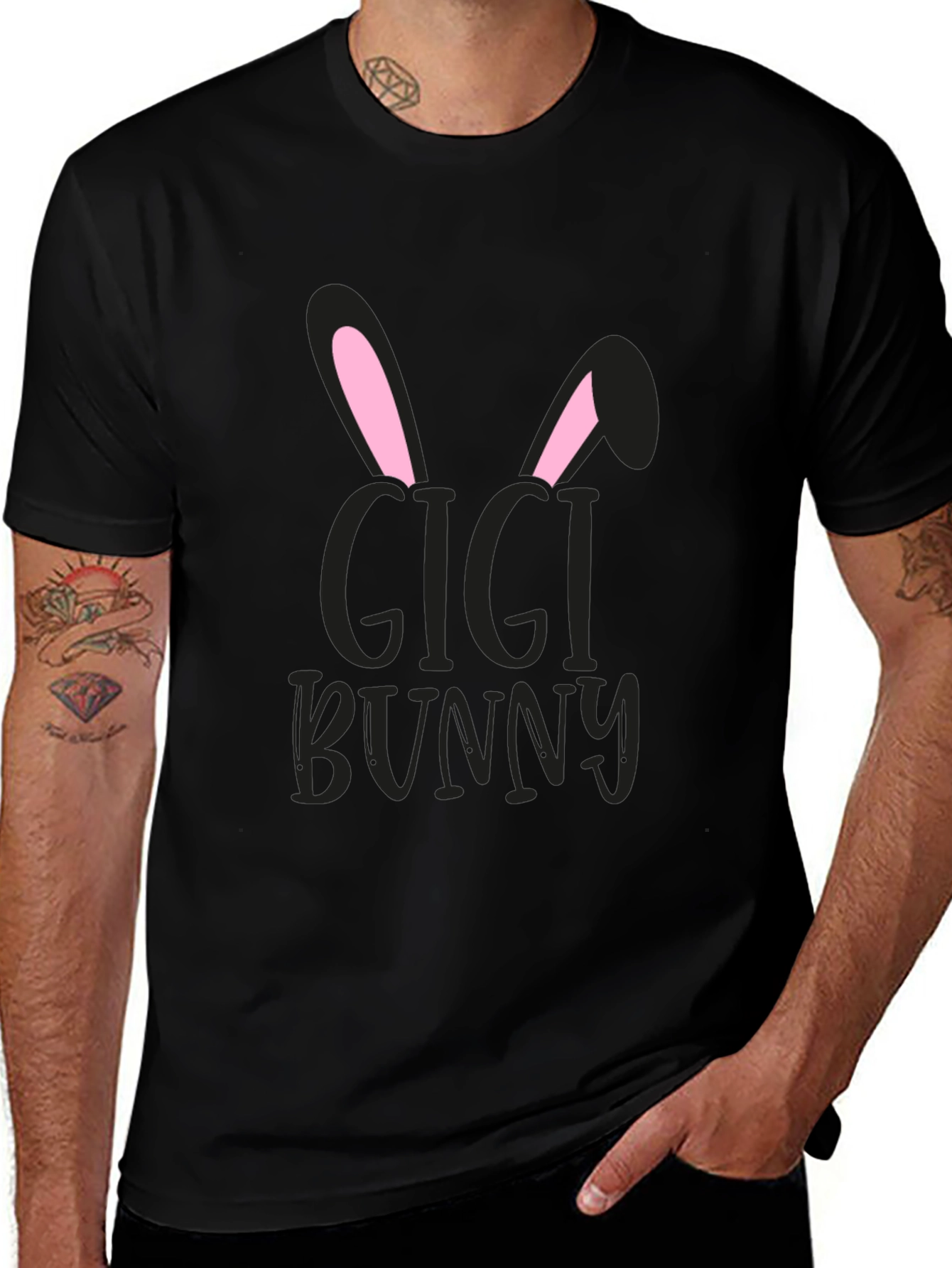 Gigi Bunny Easter T-Shirt - Black