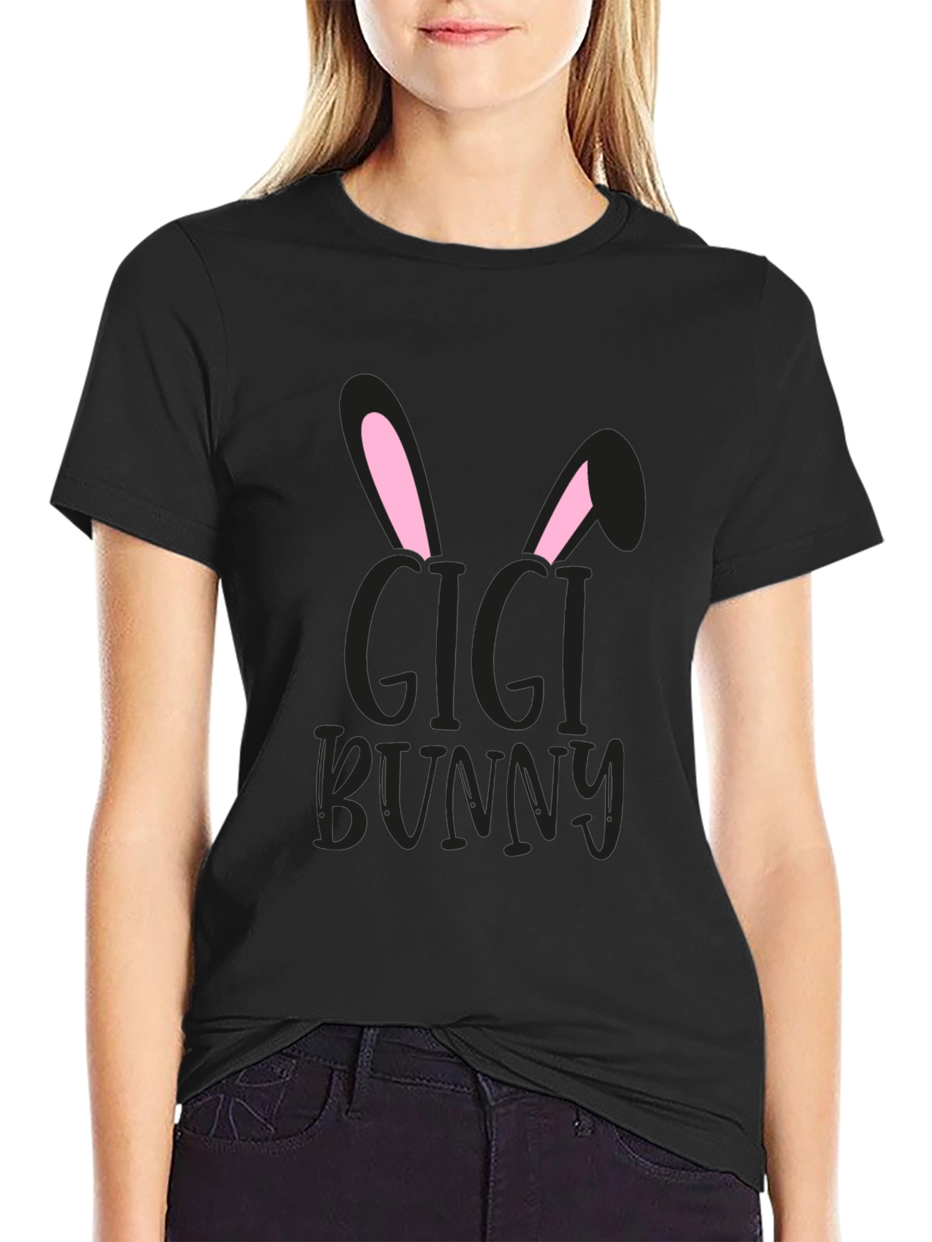 Gigi Bunny Easter T-Shirt - Black