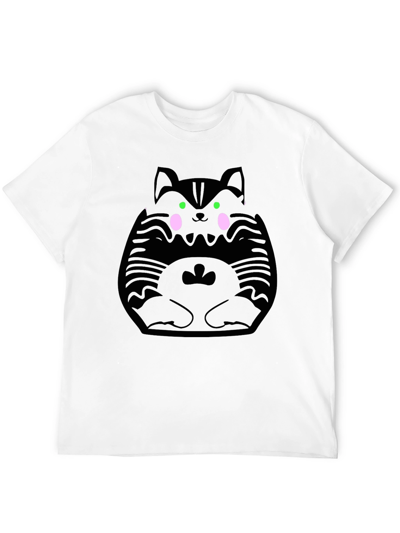 Cute Kawaii Cat Graphic Black T-Shirt