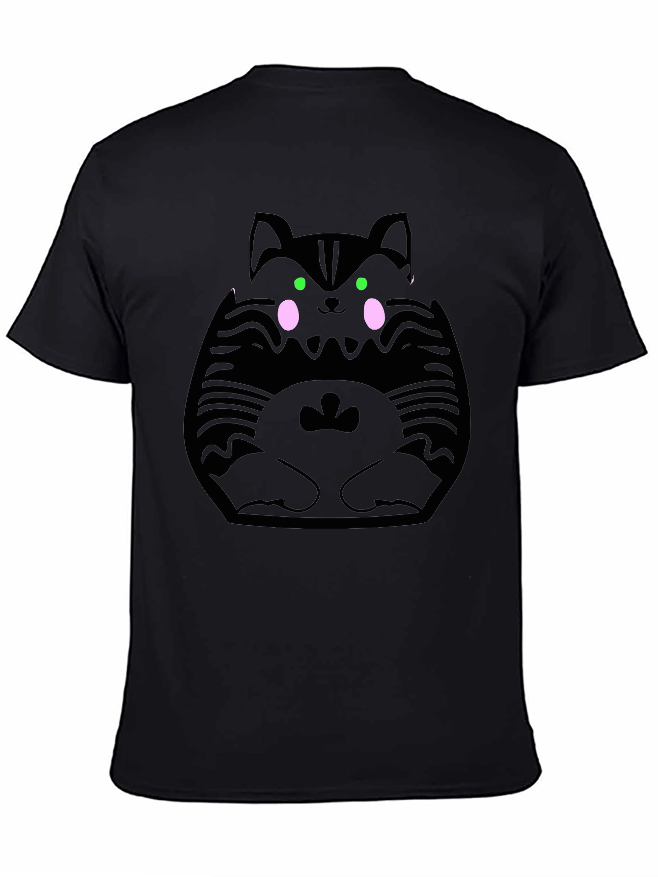 Cute Kawaii Cat Graphic Black T-Shirt