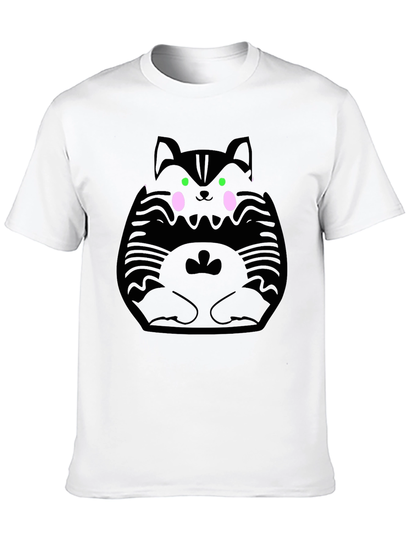 Cute Kawaii Cat Graphic Black T-Shirt