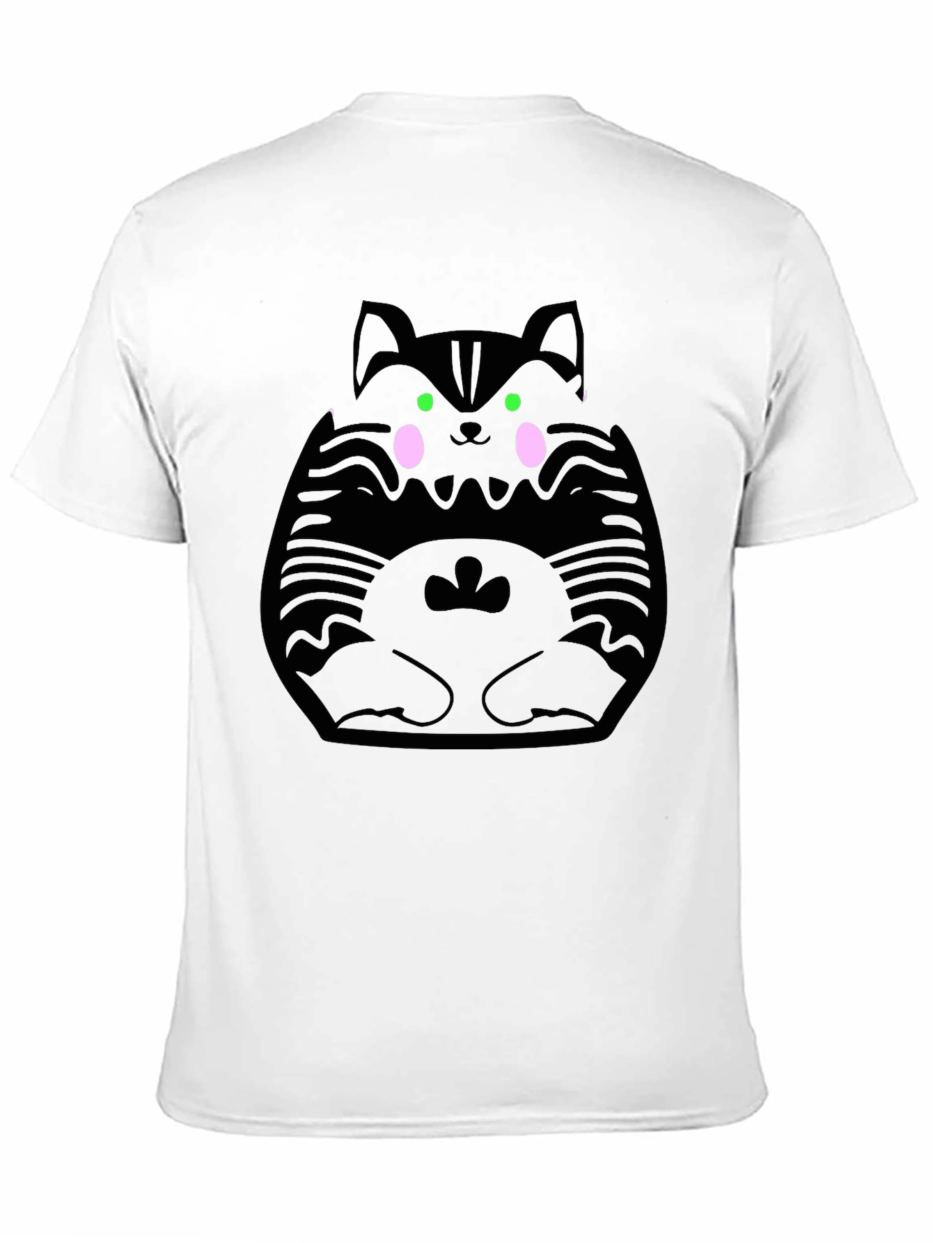 Cute Kawaii Cat Graphic Black T-Shirt