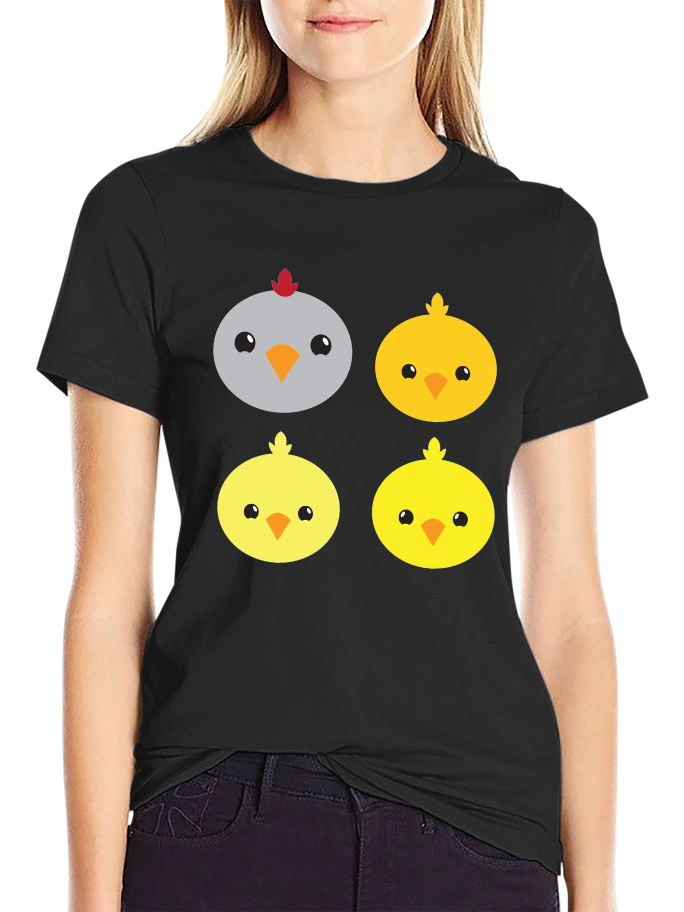 Cute Cartoon Chickens Graphic Tee