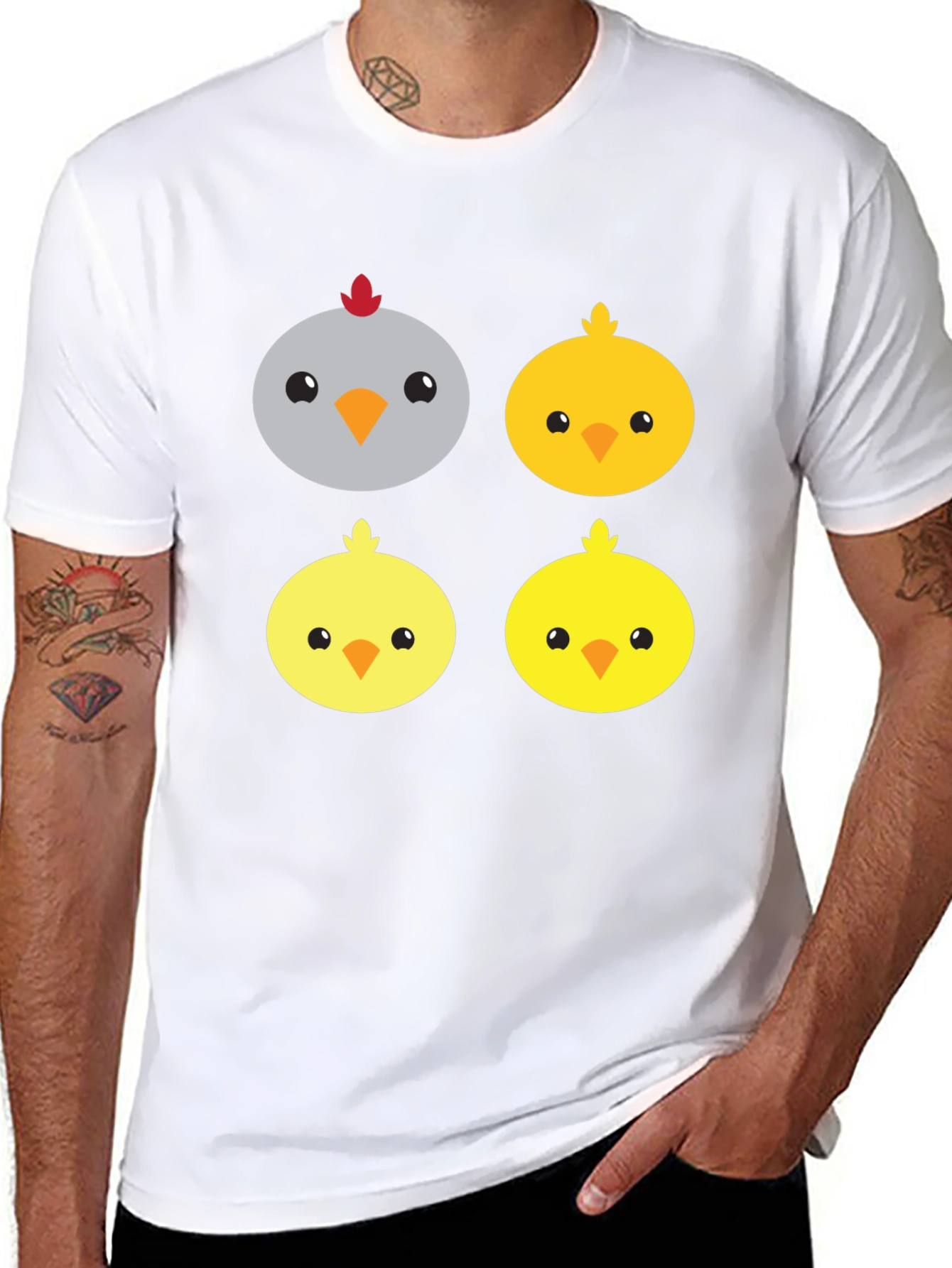Cute Cartoon Chickens Graphic Tee