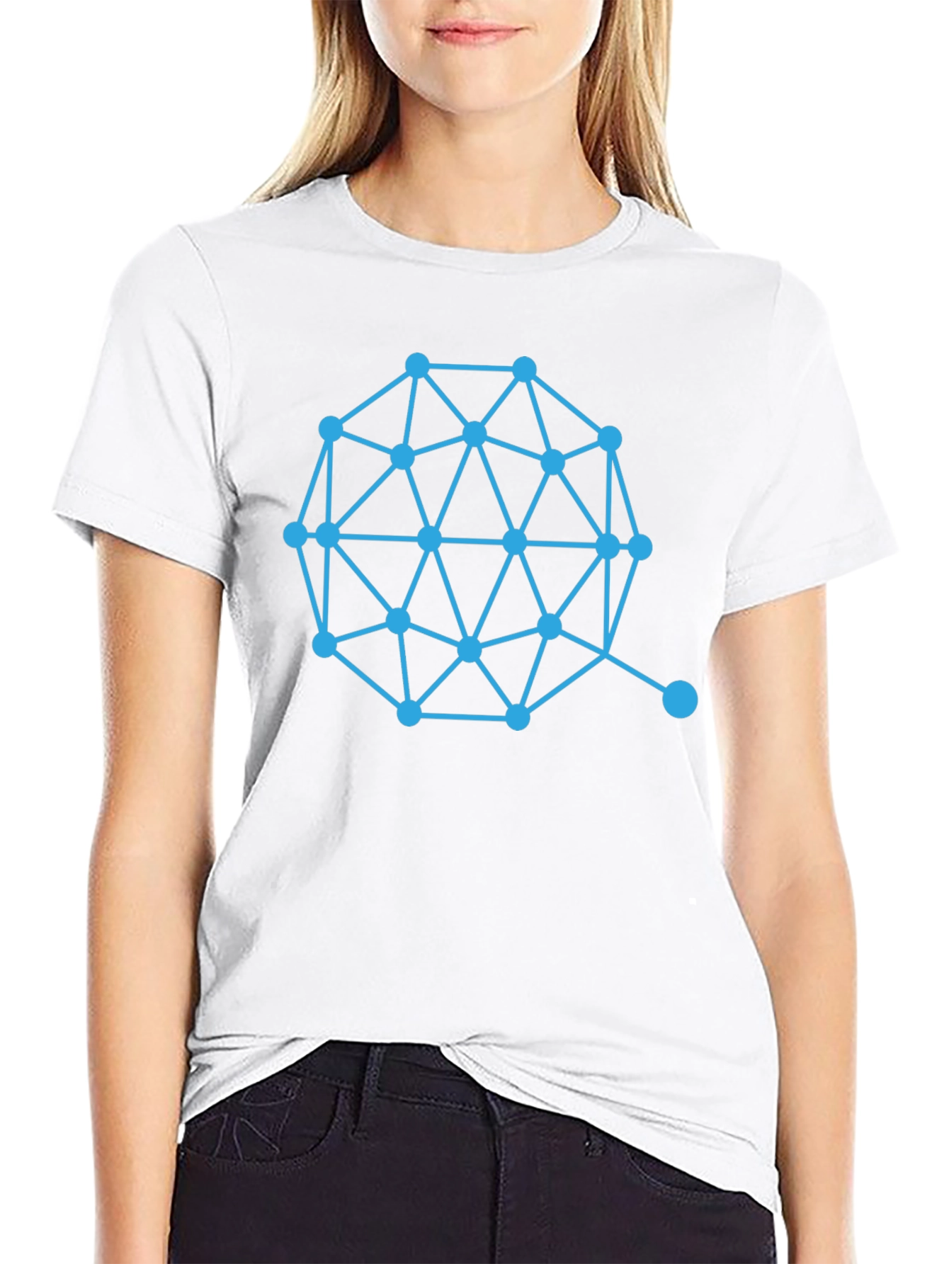 Geometric Node Network Black T-Shirt