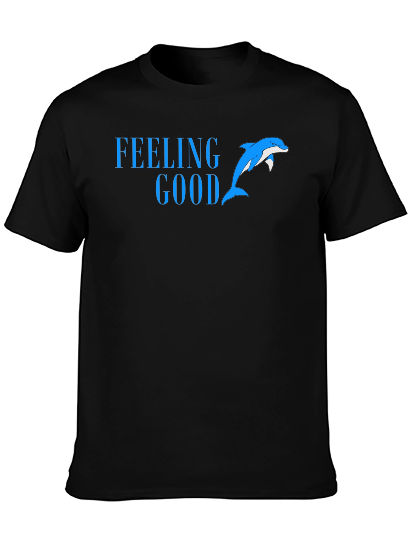 Feeling Good Dolphin Tee - Black Cotton Blend