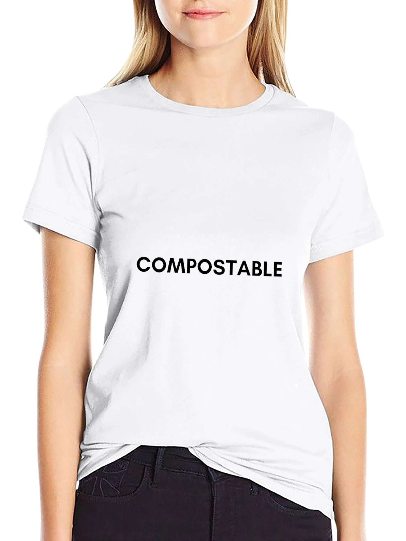 Compostable Text Black T-Shirt