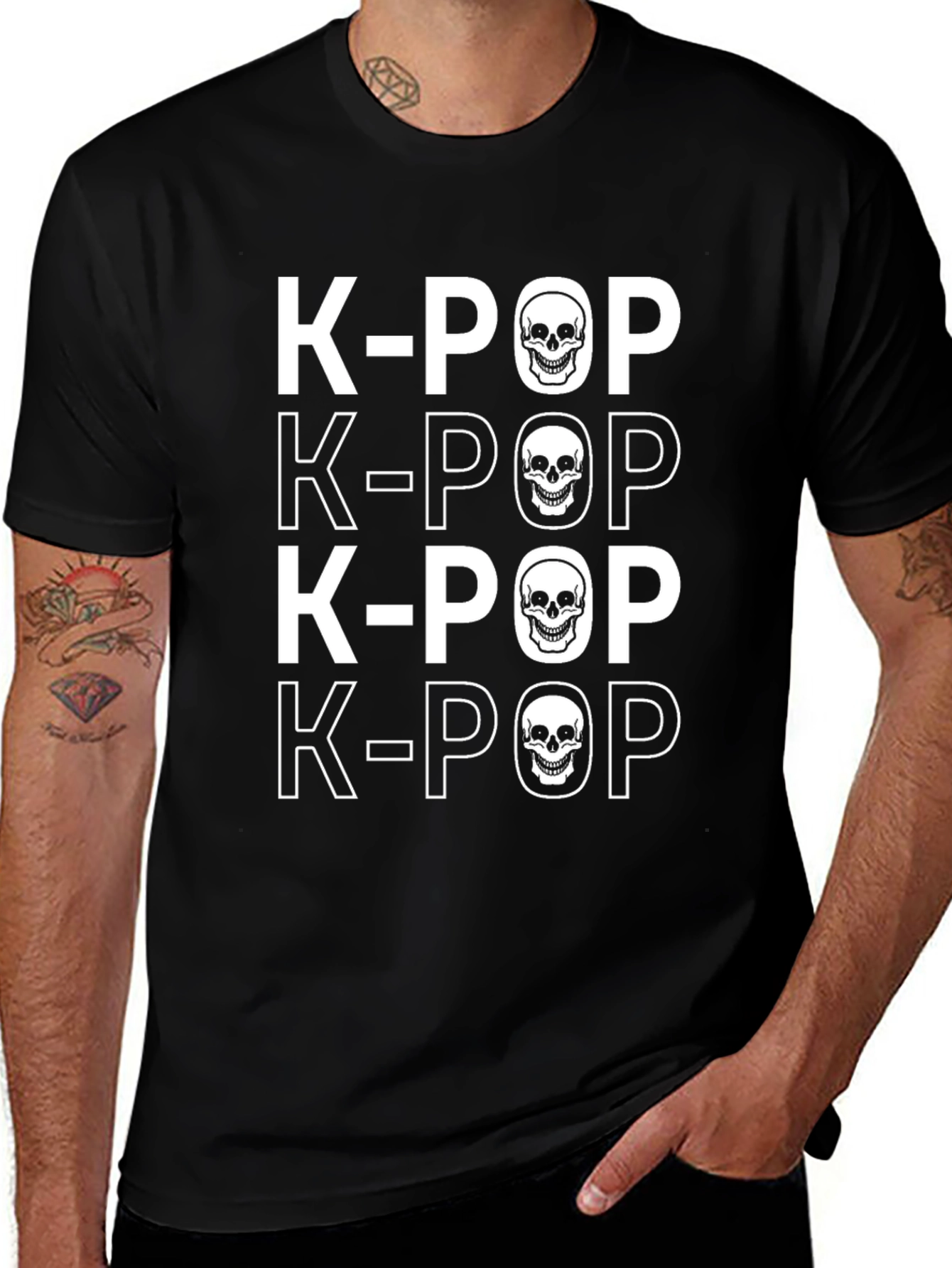 K-Pop Skull Graphic T-Shirt - Edgy Style