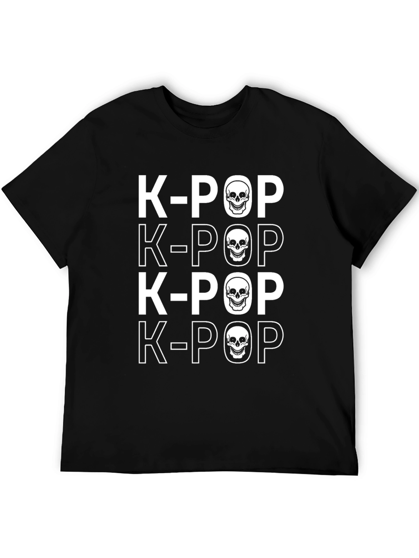 K-Pop Skull Graphic T-Shirt - Edgy Style