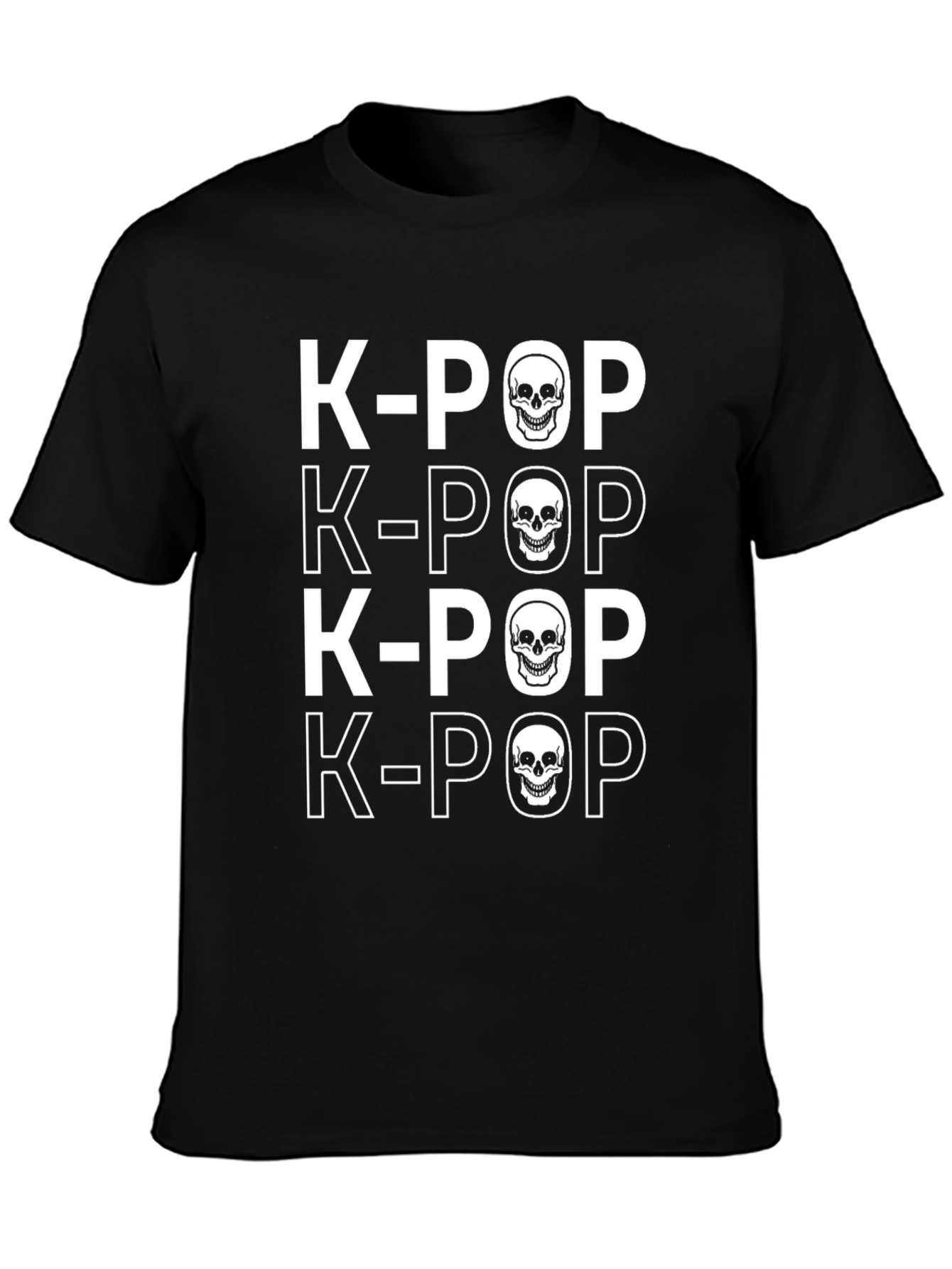 K-Pop Skull Graphic T-Shirt - Edgy Style