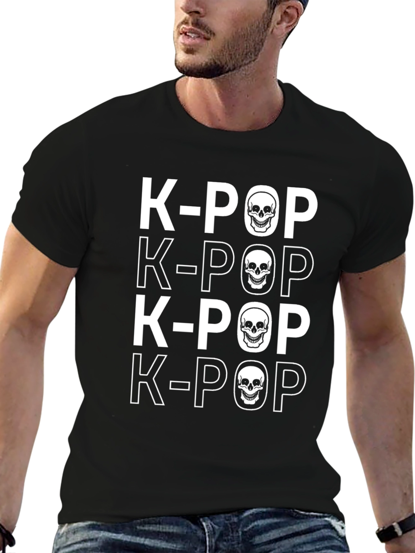 K-Pop Skull Graphic T-Shirt - Edgy Style