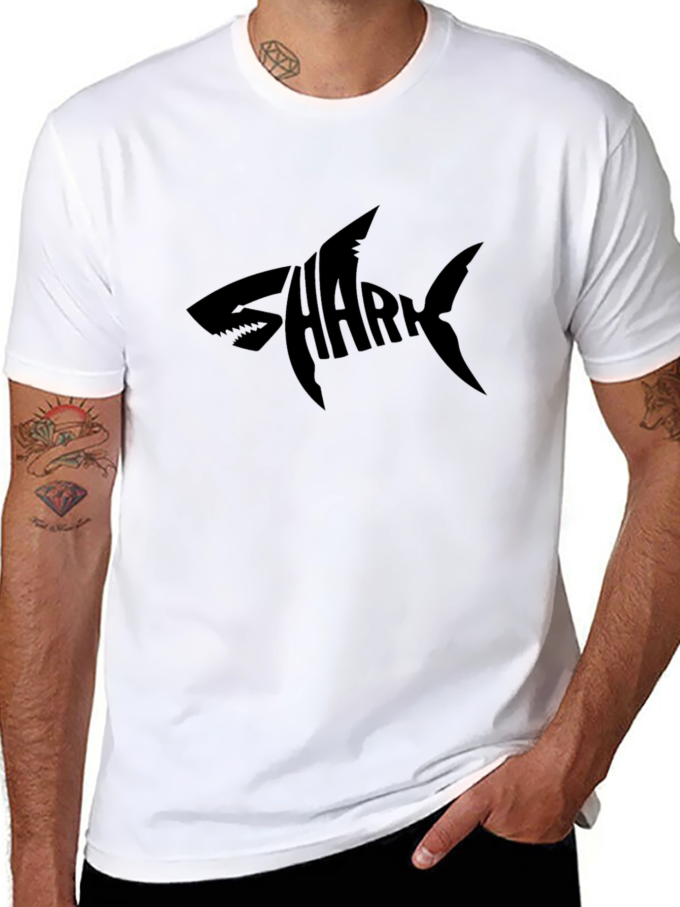 Shark Typography Black Graphic Tee