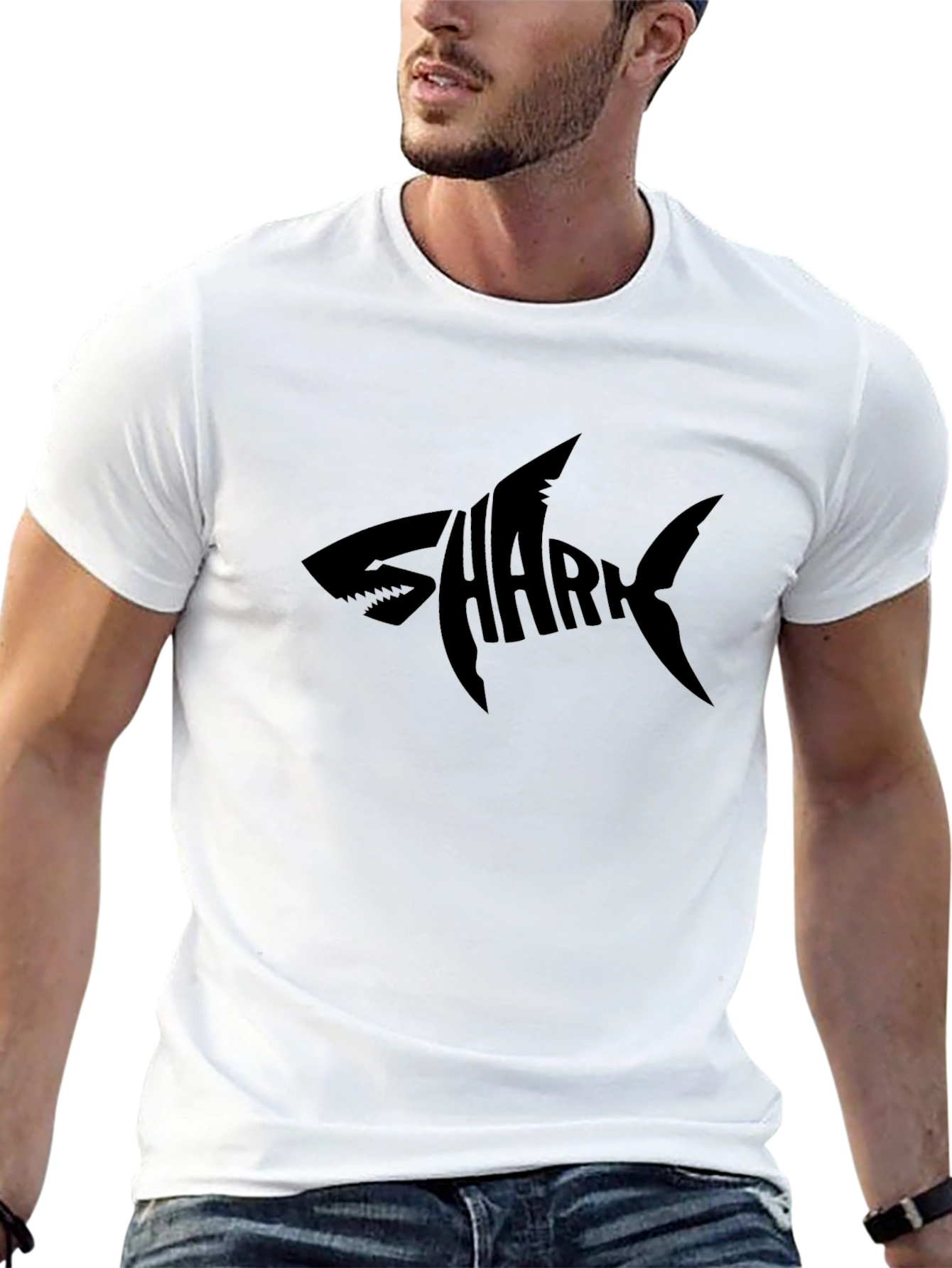 Shark Typography Black Graphic Tee