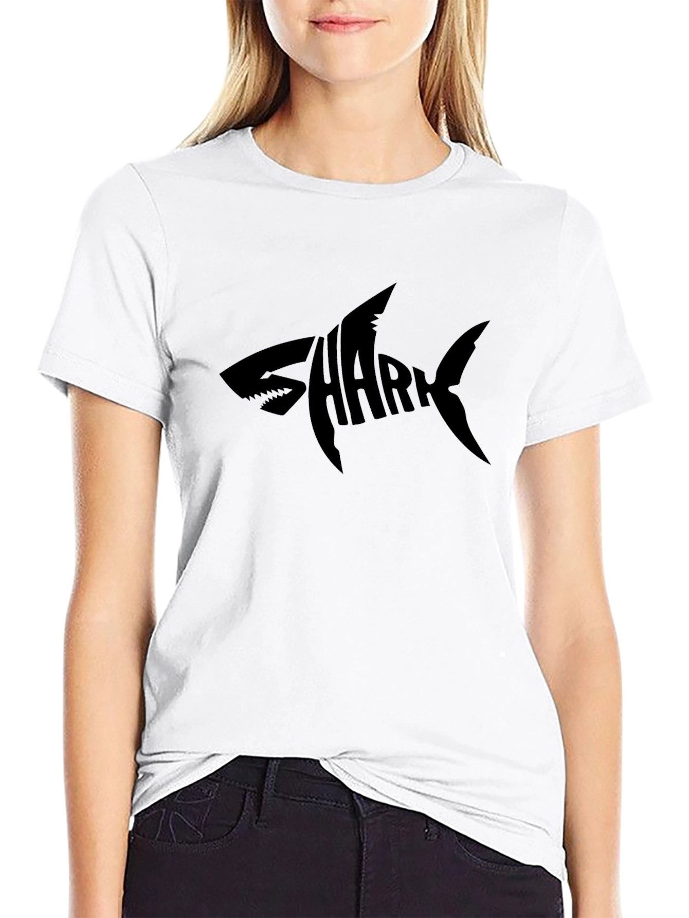 Shark Typography Black Graphic Tee