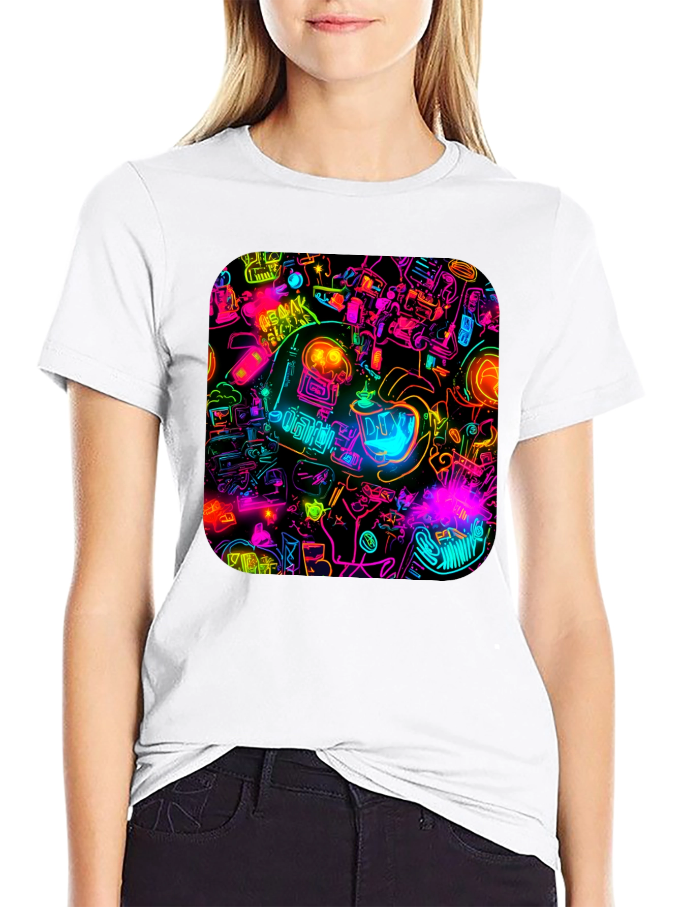 Neon Astronaut T-Shirt - Retro Sci-Fi Design