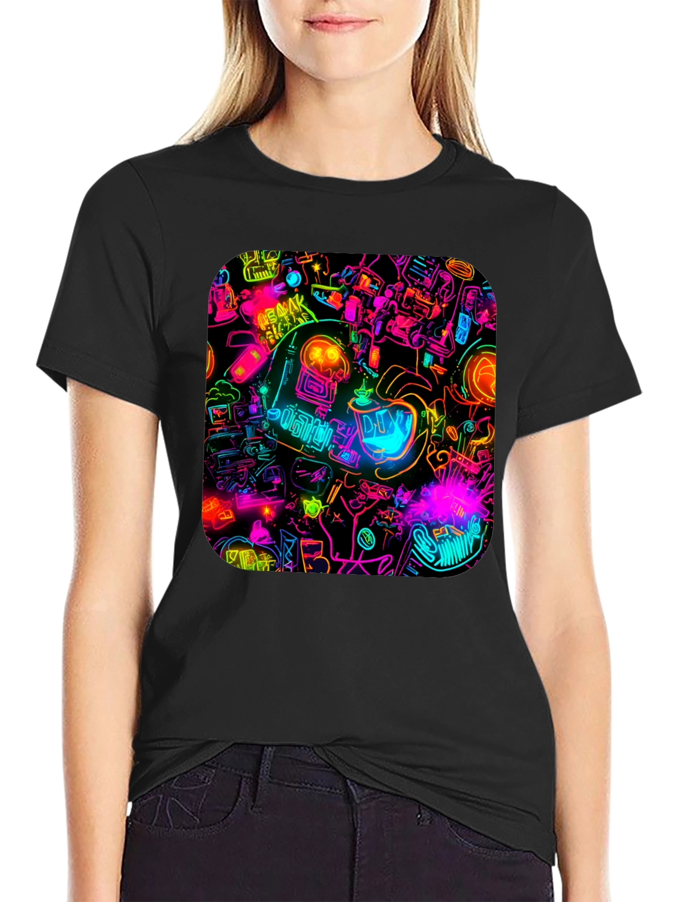 Neon Astronaut T-Shirt - Retro Sci-Fi Design