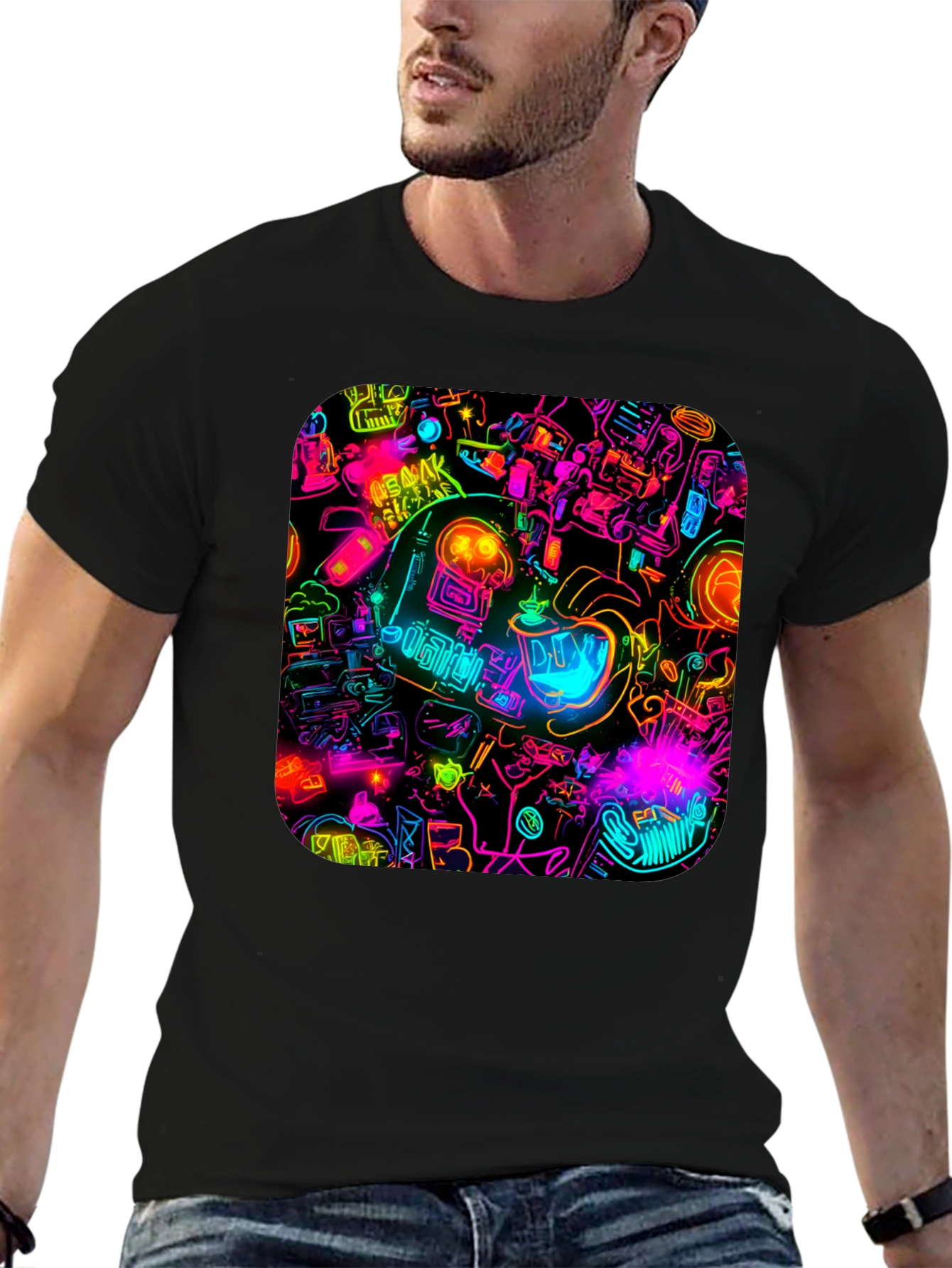 Neon Astronaut T-Shirt - Retro Sci-Fi Design
