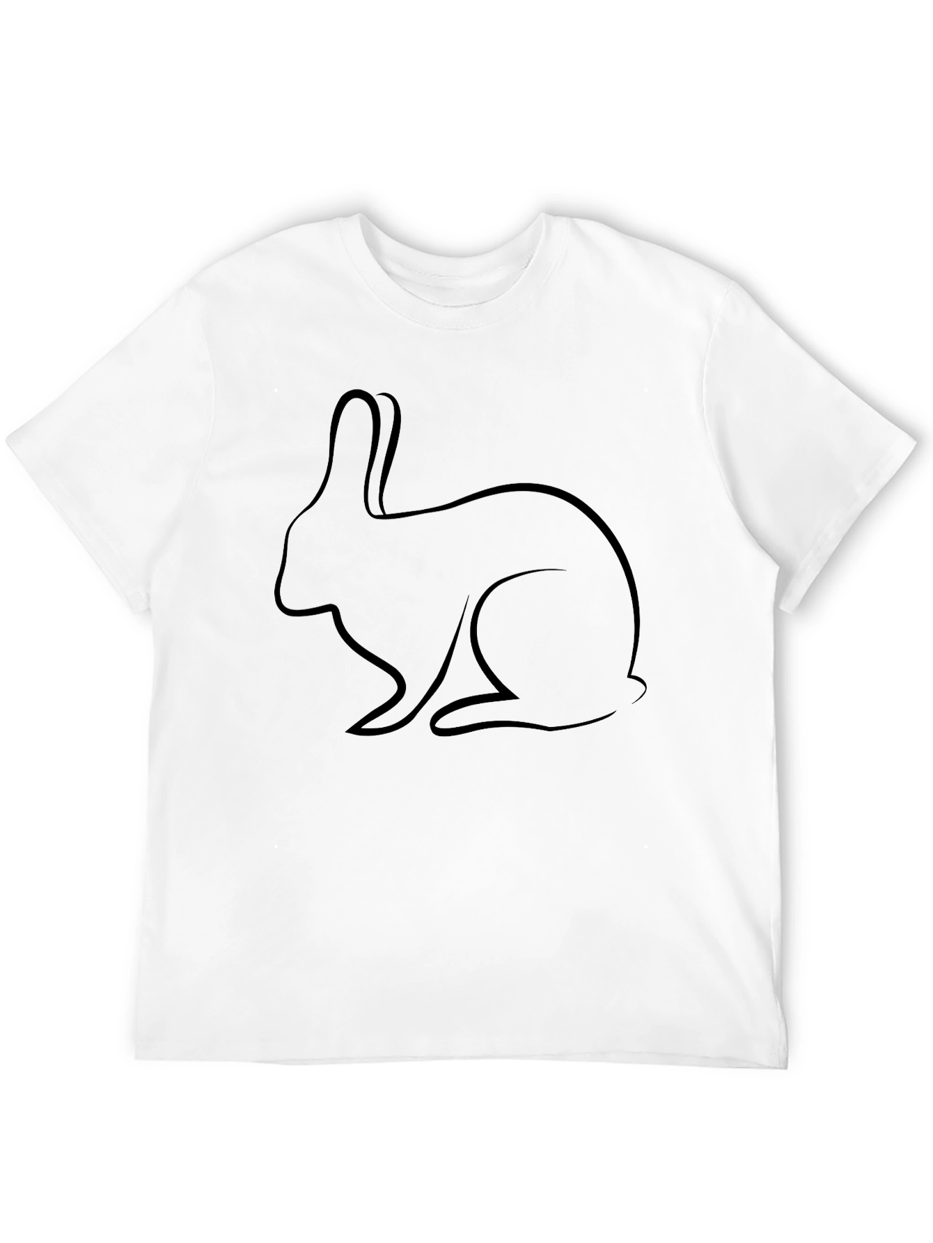 Rabbit Outline Graphic Tee - Stylish Black Shirt