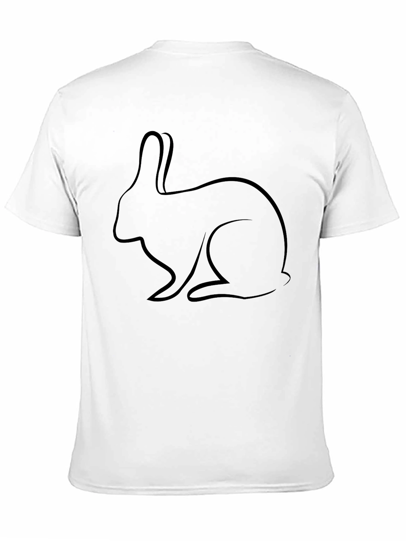Rabbit Outline Graphic Tee - Stylish Black Shirt