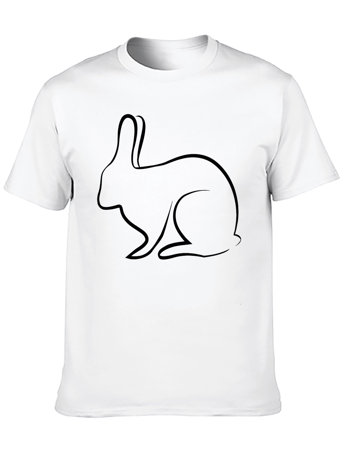 Rabbit Outline Graphic Tee - Stylish Black Shirt