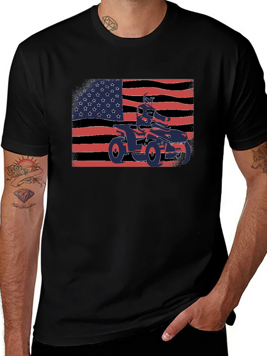 Patriotic ATV Rider T-Shirt - USA Flag Graphic Tee