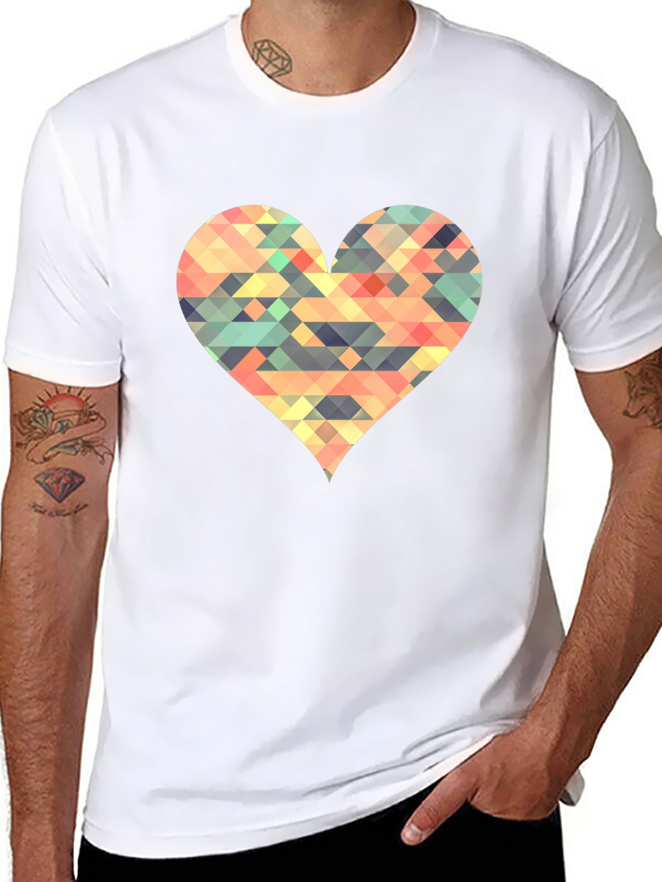 Geometric Heart Black T-Shirt