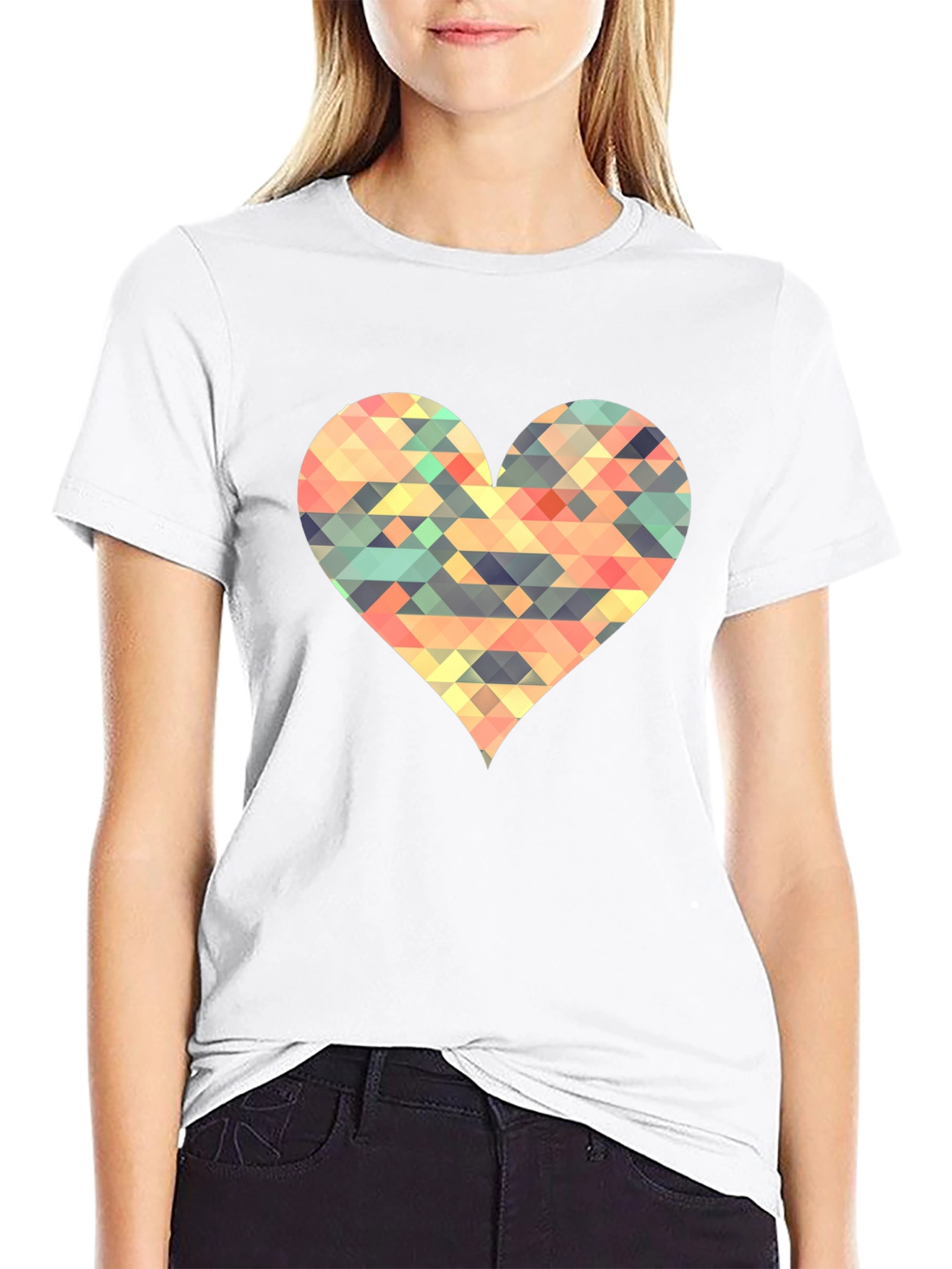 Geometric Heart Black T-Shirt