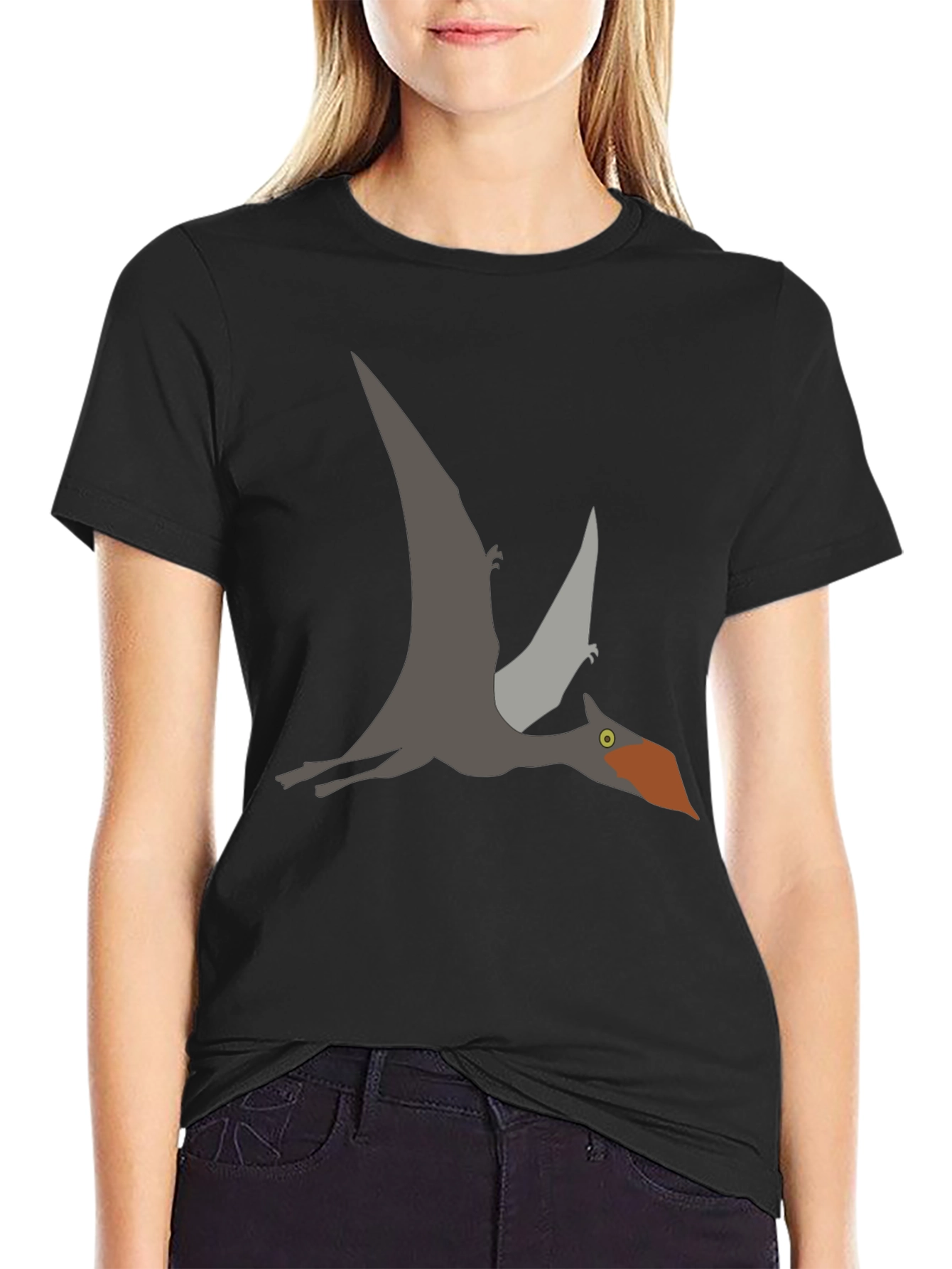 Pterodactyl Graphic Tee - Black Dinosaur Shirt
