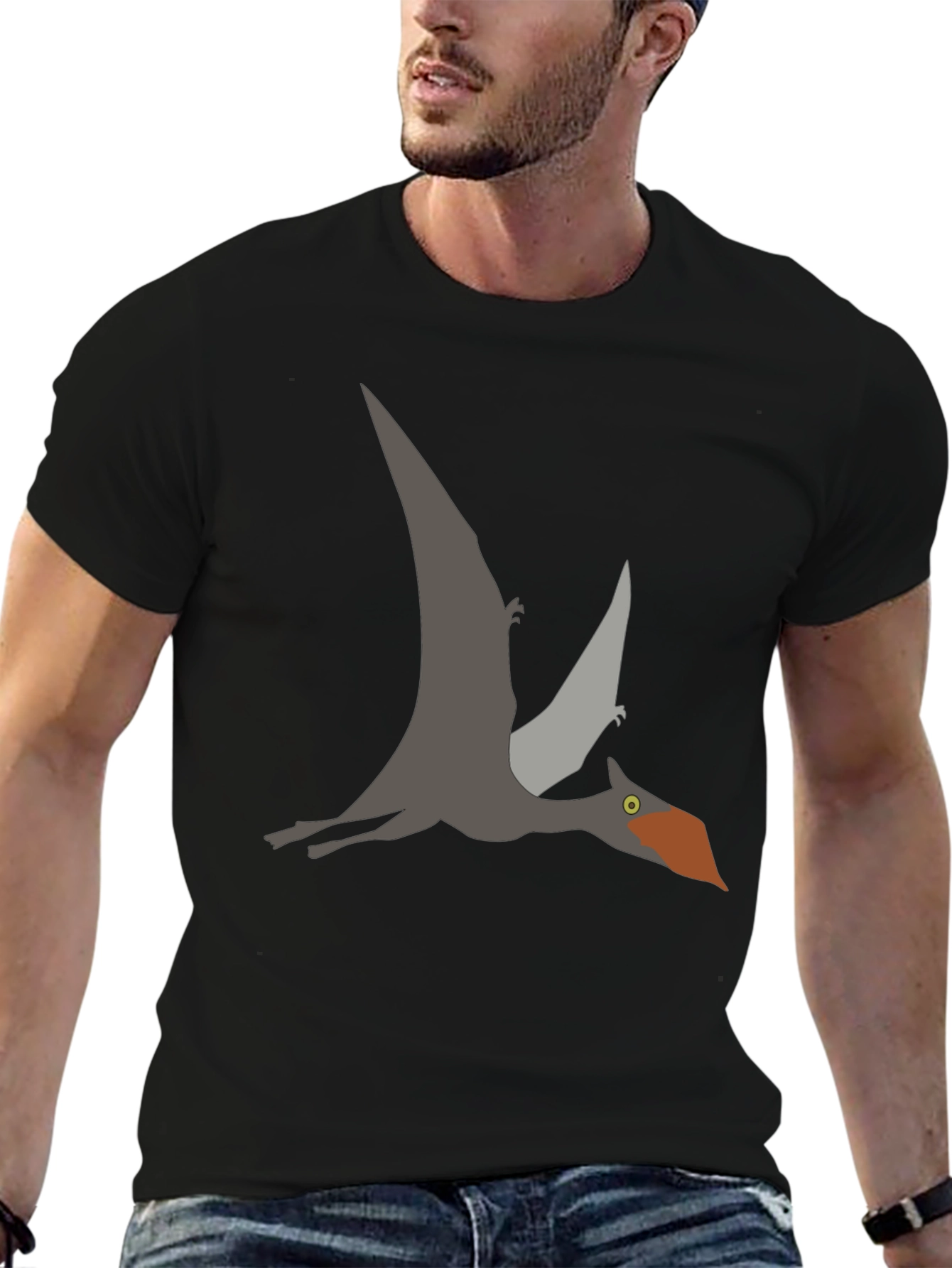 Pterodactyl Graphic Tee - Black Dinosaur Shirt