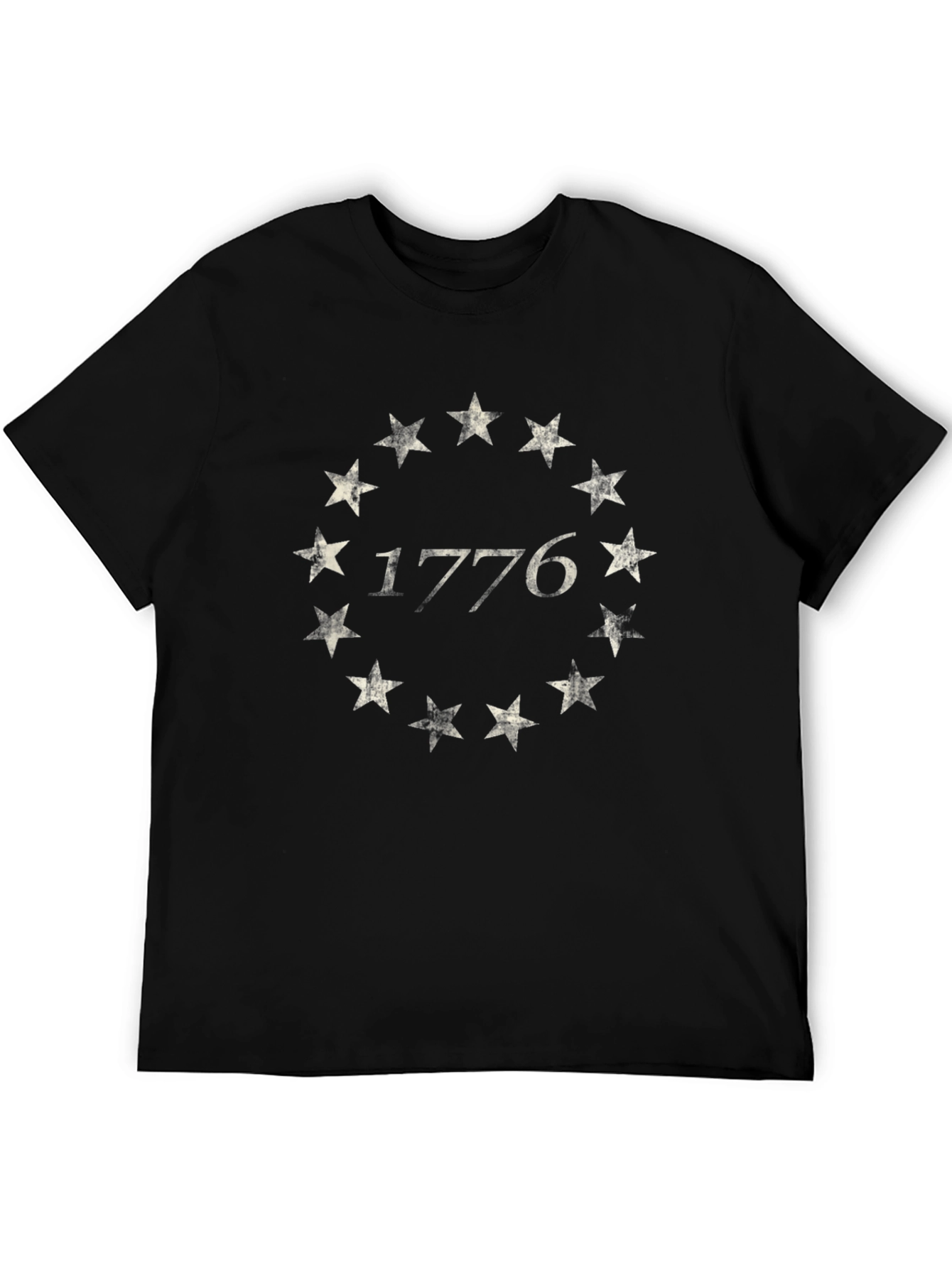 1776 Star Circle Graphic Black T-Shirt