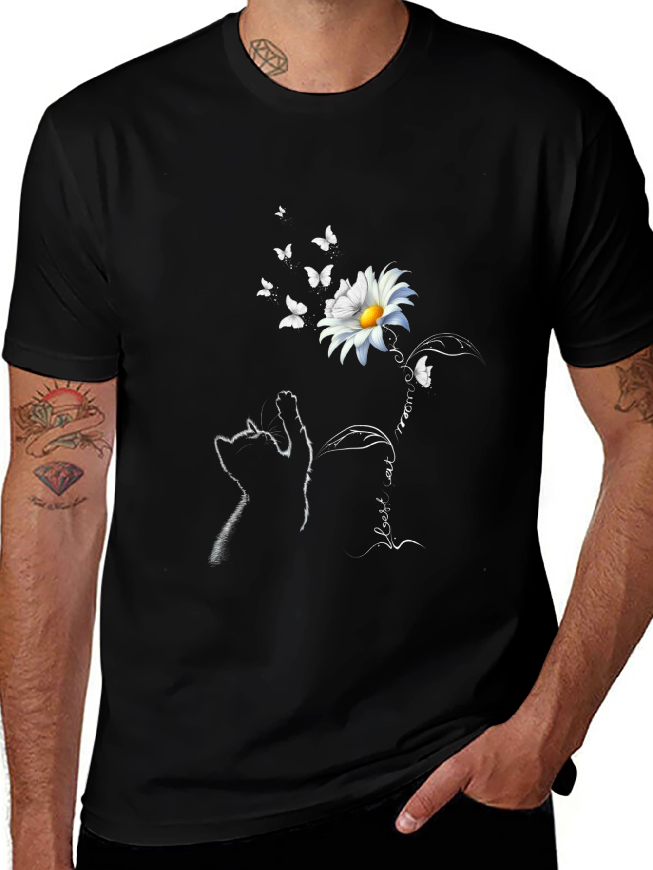 Cat and Daisy Graphic T-Shirt