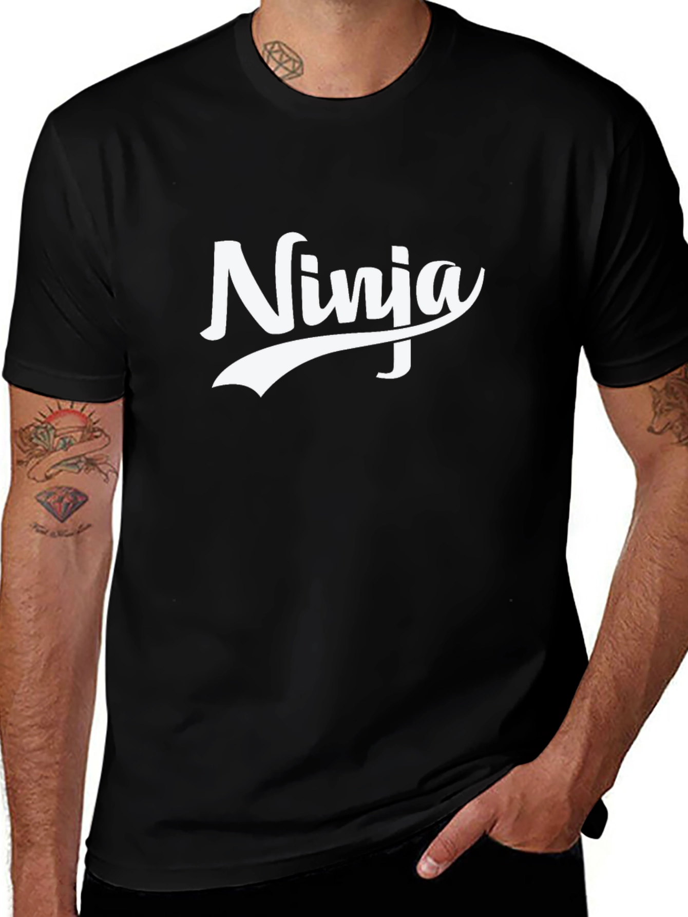Ninja Graphic Tee - Black Cotton Blend
