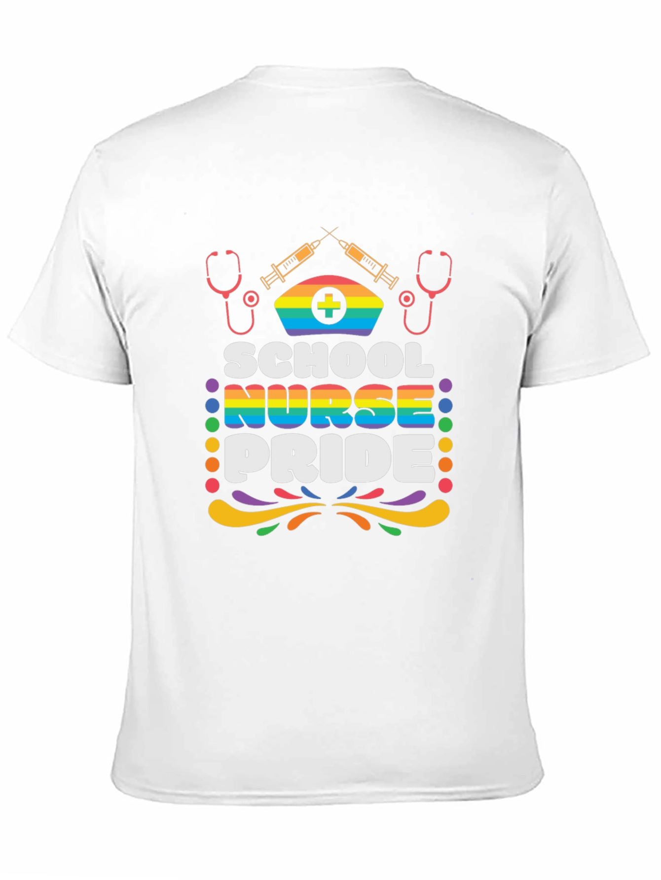 School Nurse Pride T-Shirt - Rainbow Design