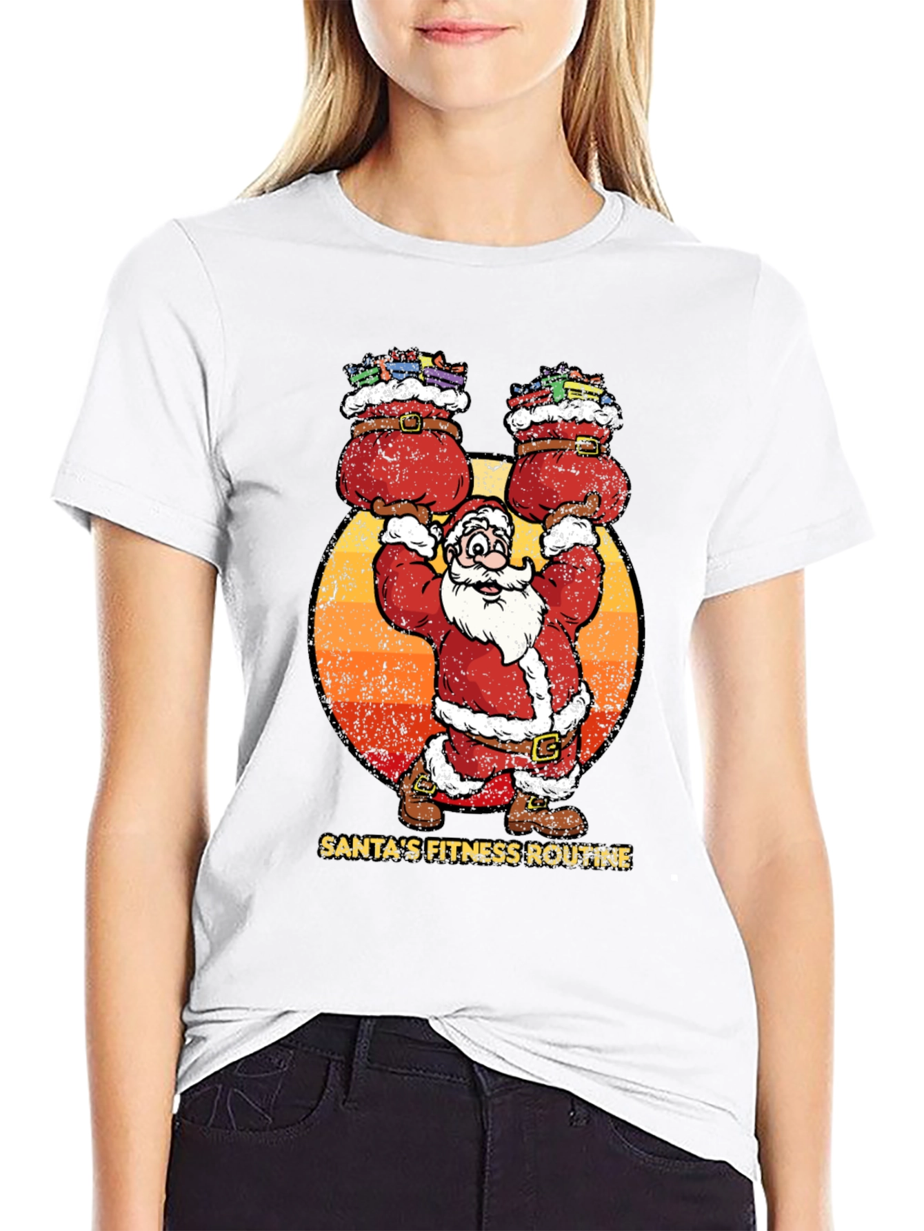 Santas Fitness Routine Graphic T-Shirt