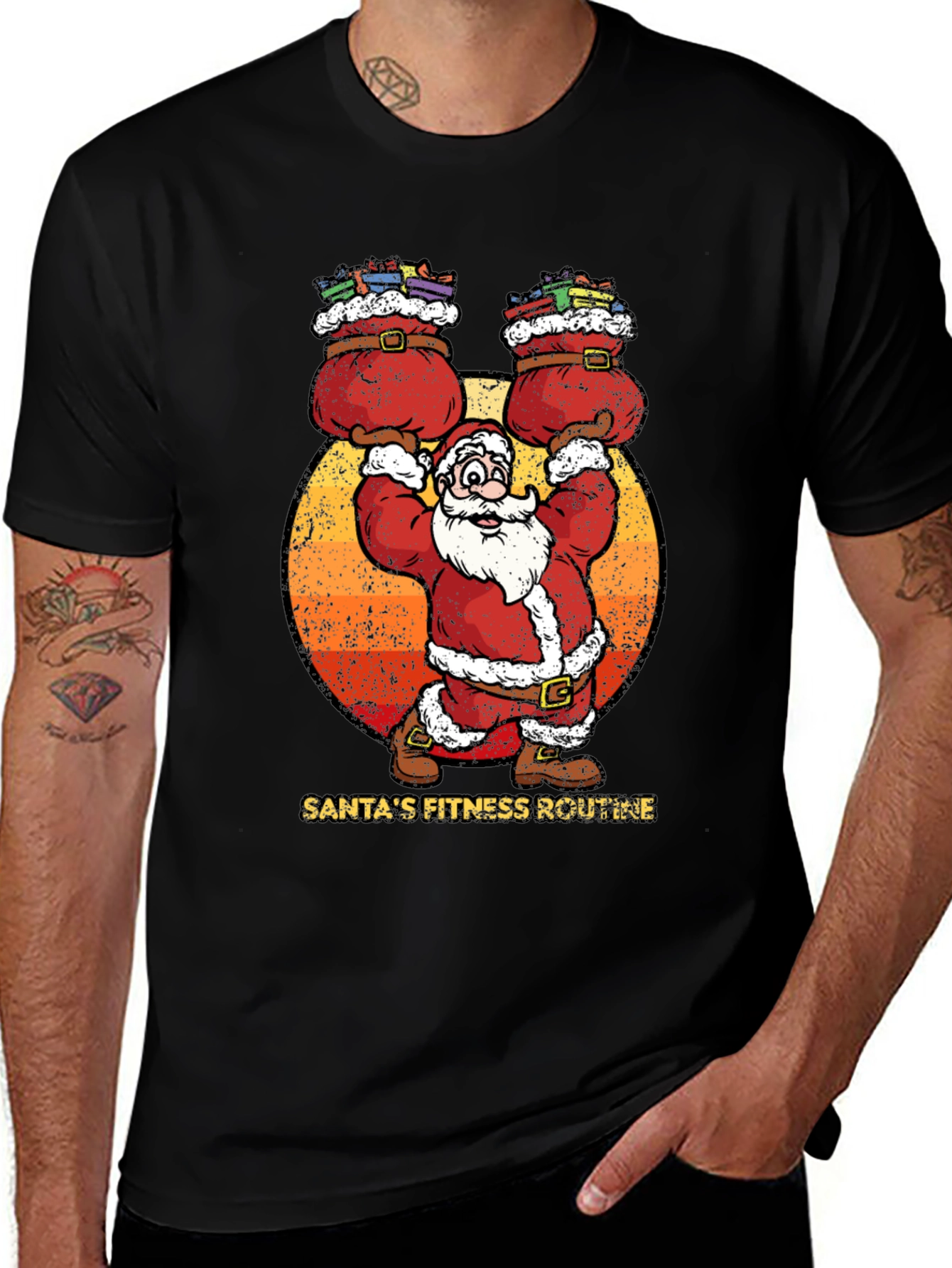 Santas Fitness Routine Graphic T-Shirt