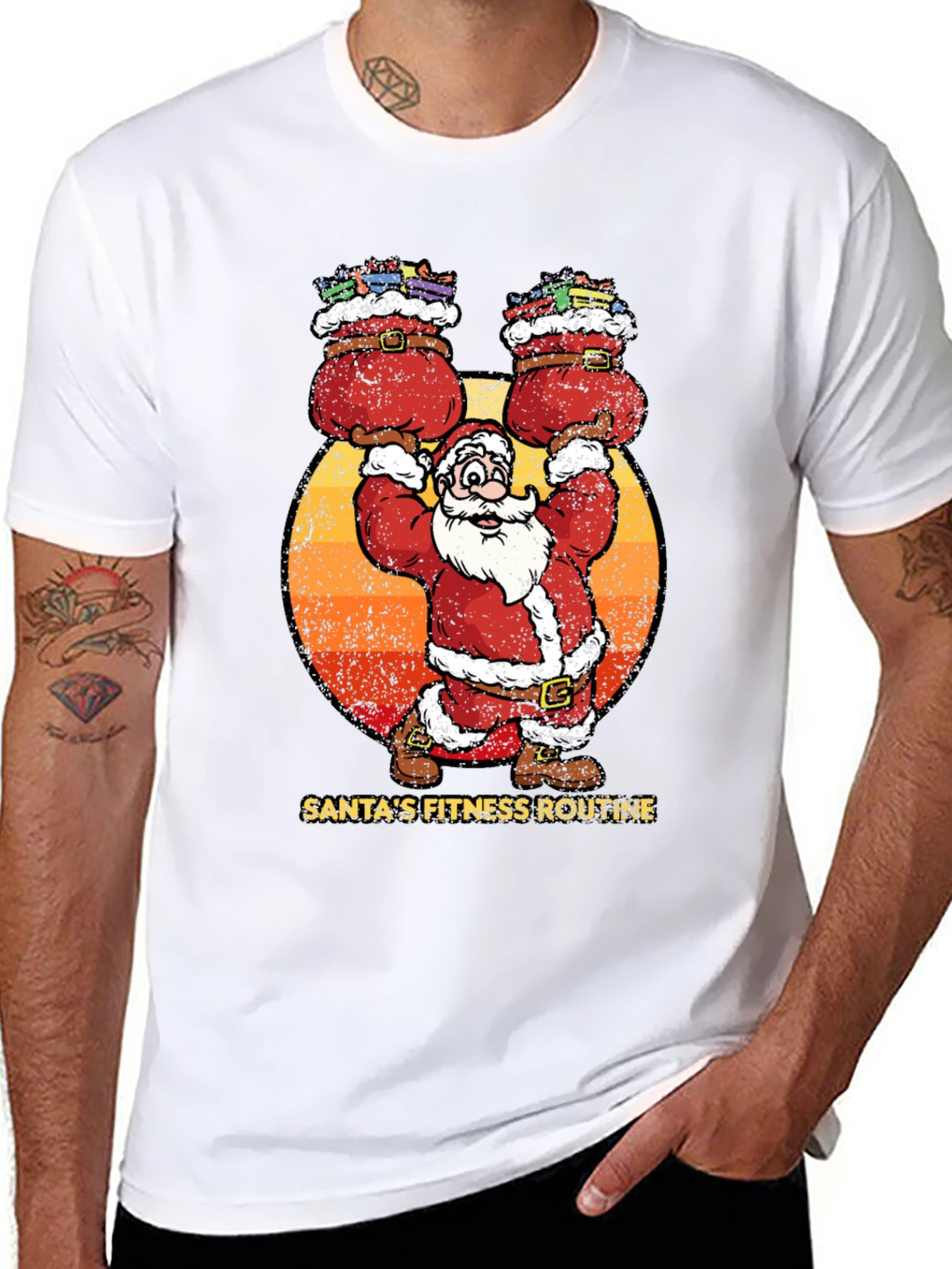 Santas Fitness Routine Graphic T-Shirt