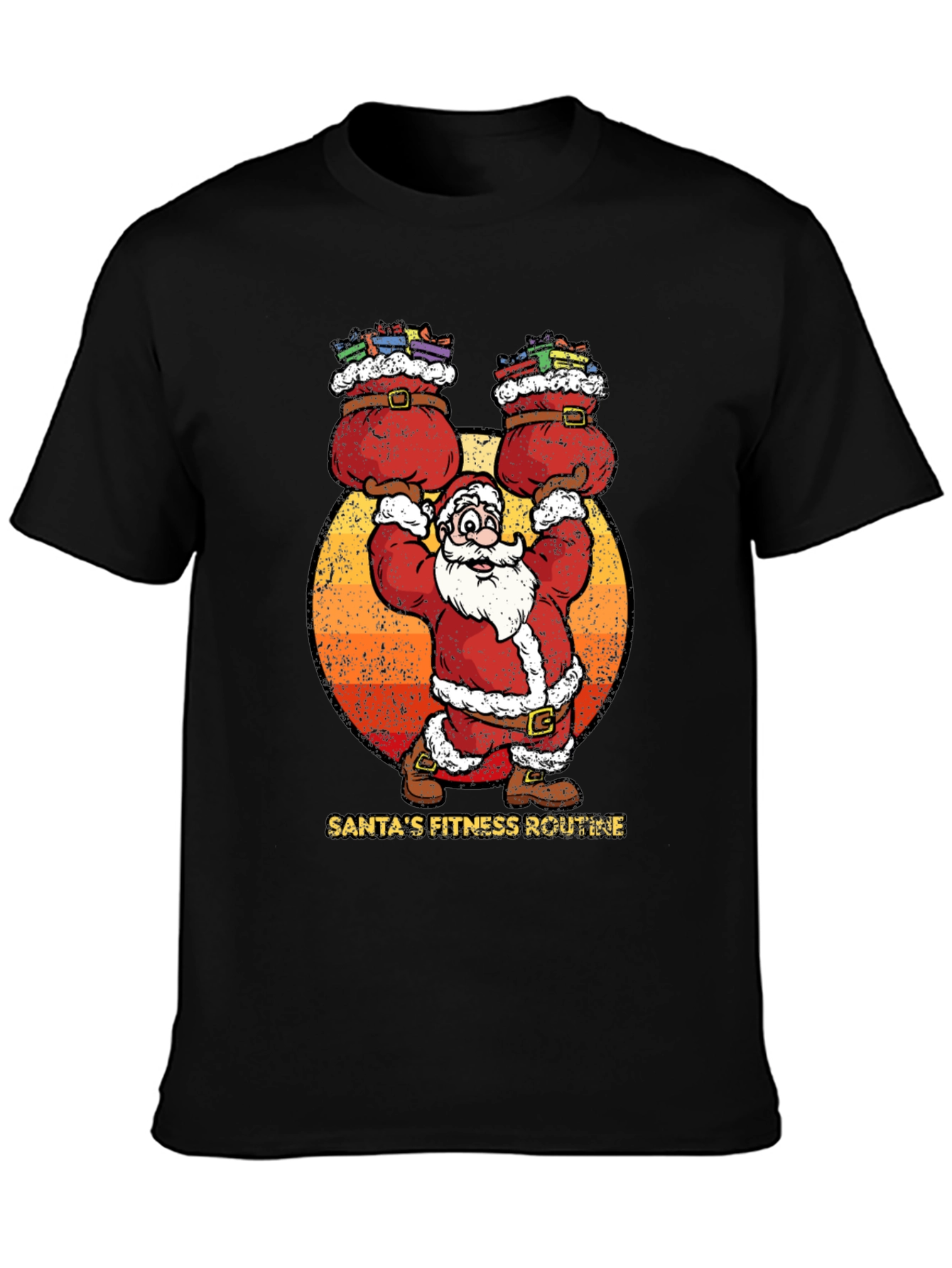 Santas Fitness Routine Graphic T-Shirt