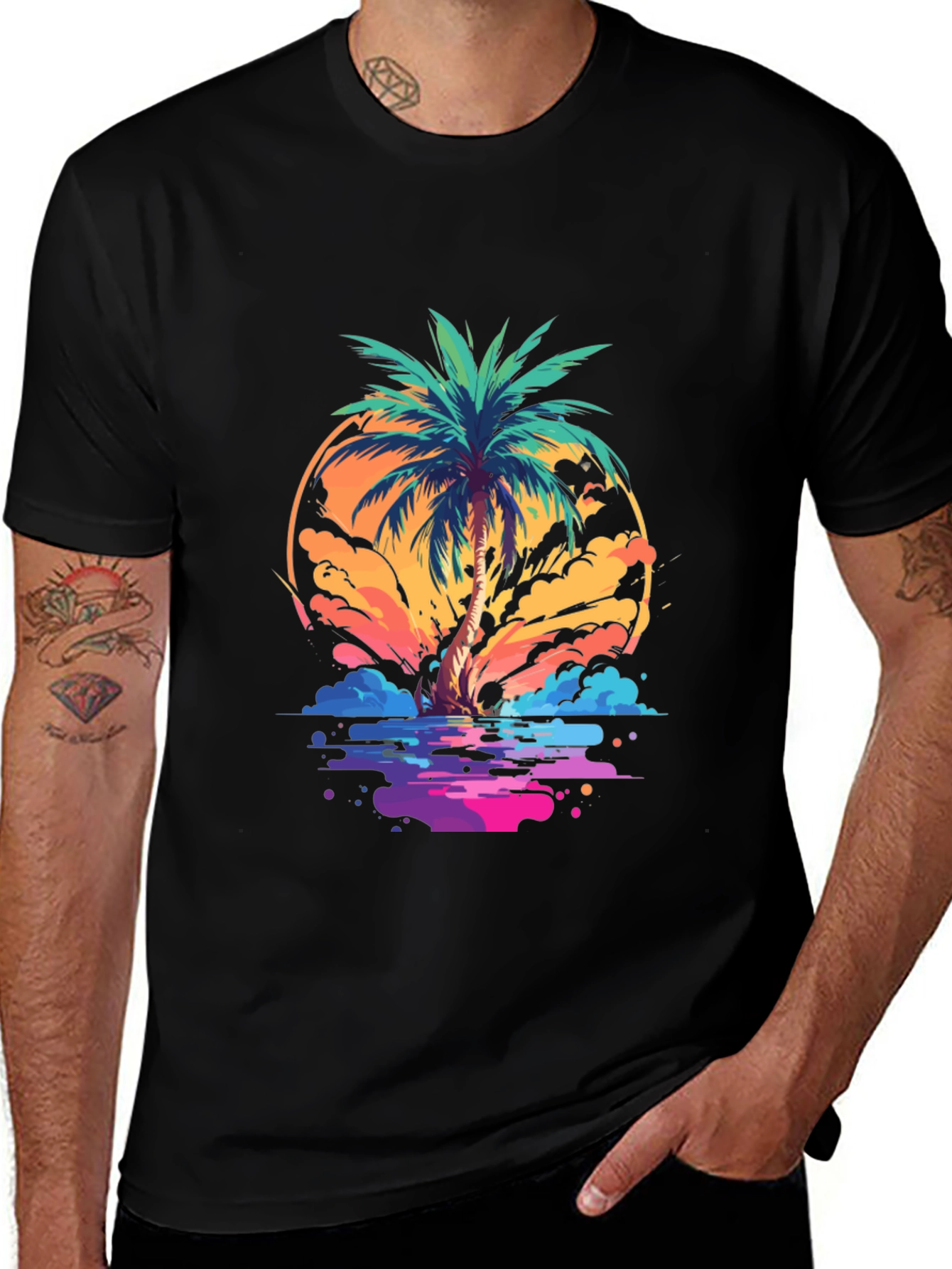 Retro Palm Tree T-Shirt - Summer Vibes