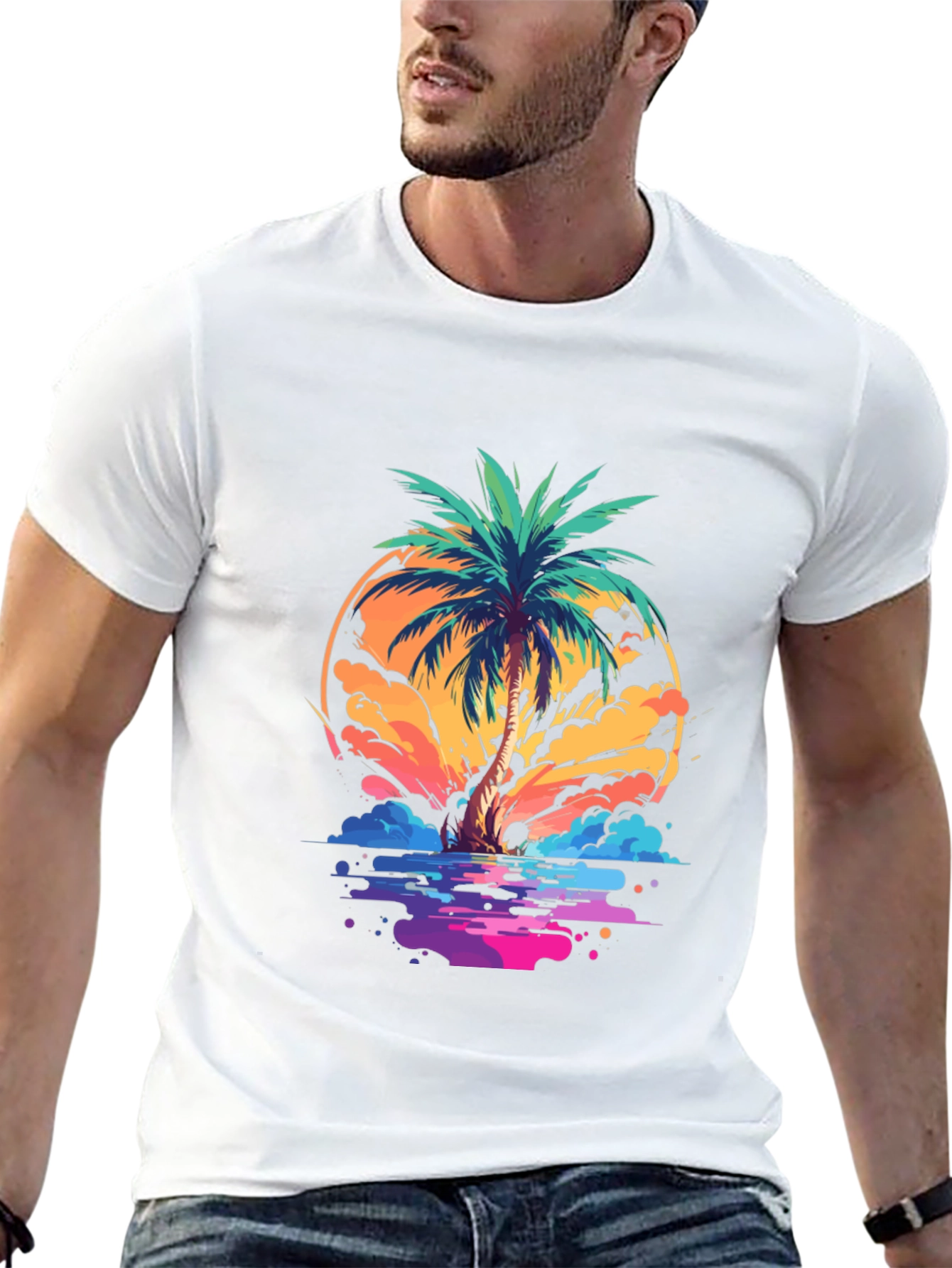 Retro Palm Tree T-Shirt - Summer Vibes