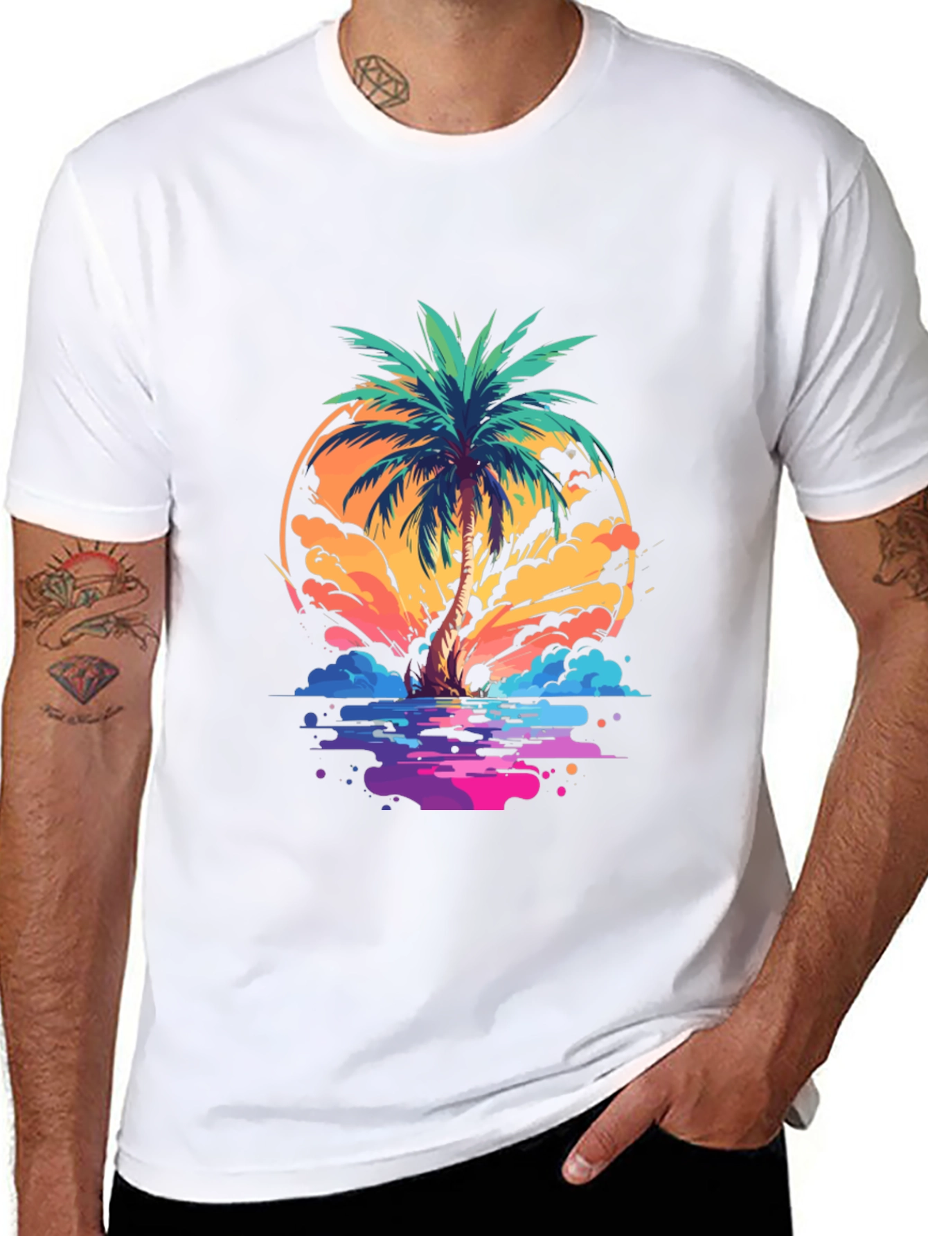 Retro Palm Tree T-Shirt - Summer Vibes