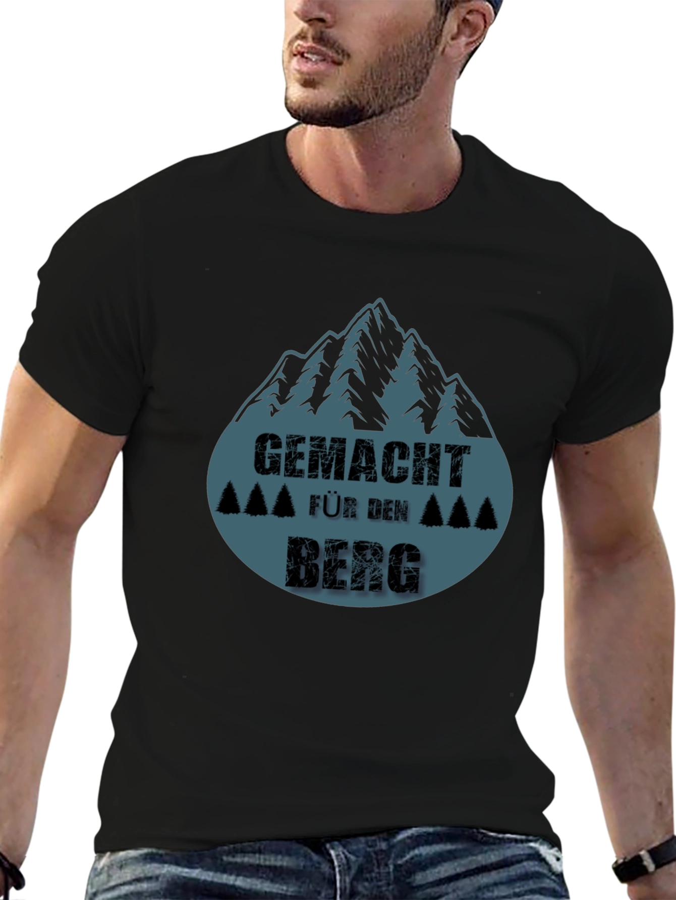 Gemacht Fur Den Berg Black T-Shirt Mountain Design