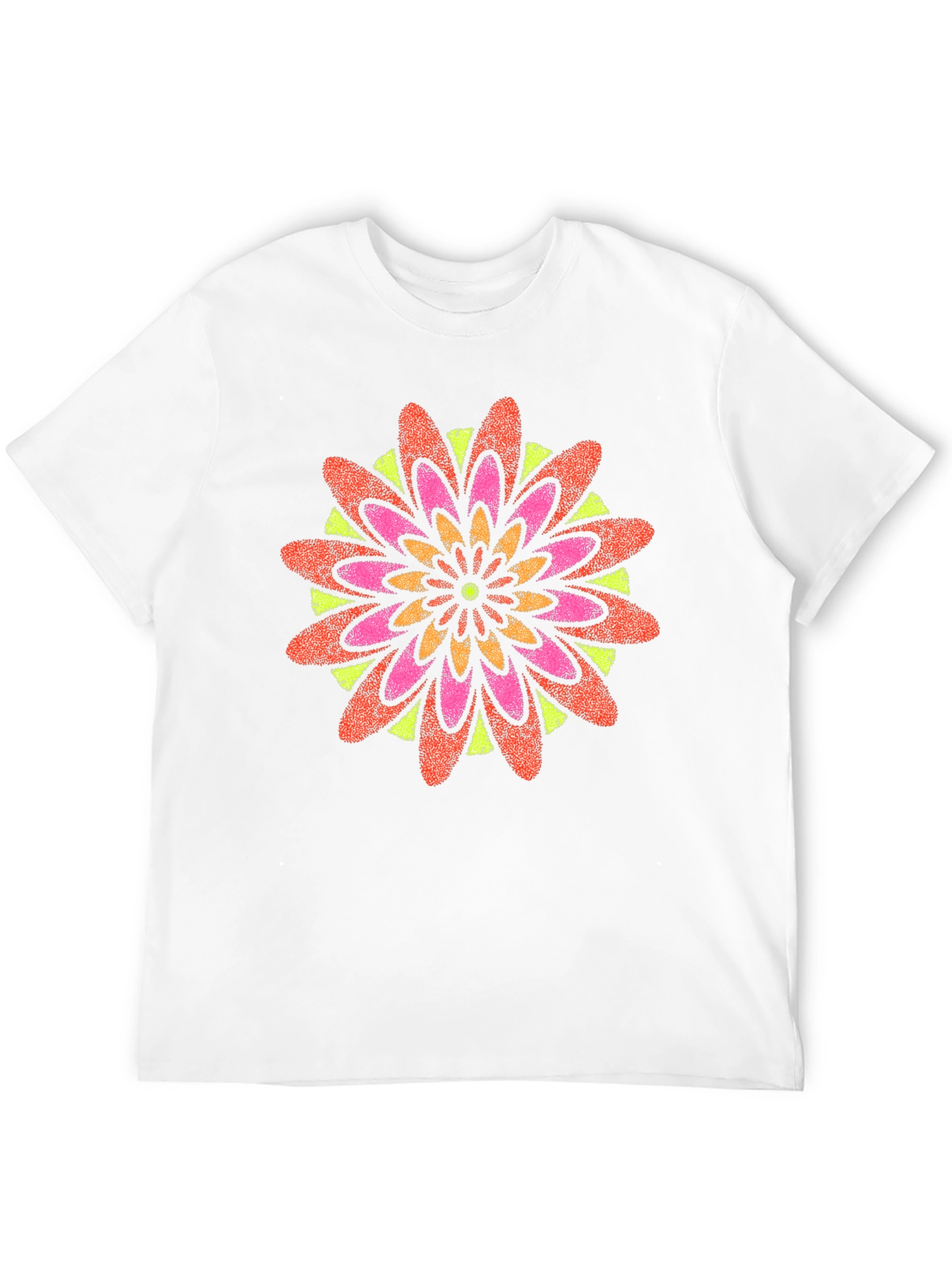 Vibrant Floral Mandala Black T-Shirt