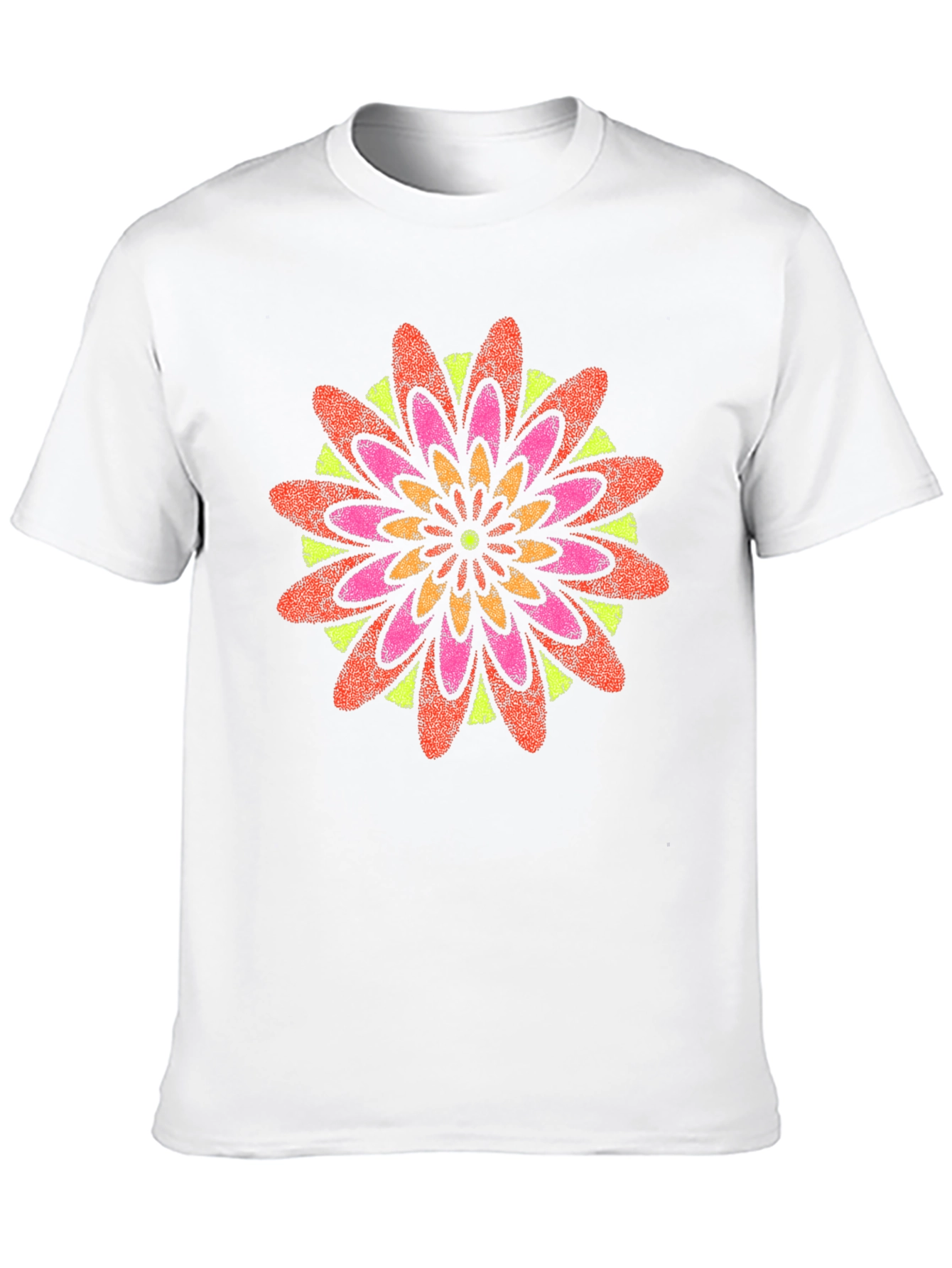 Vibrant Floral Mandala Black T-Shirt