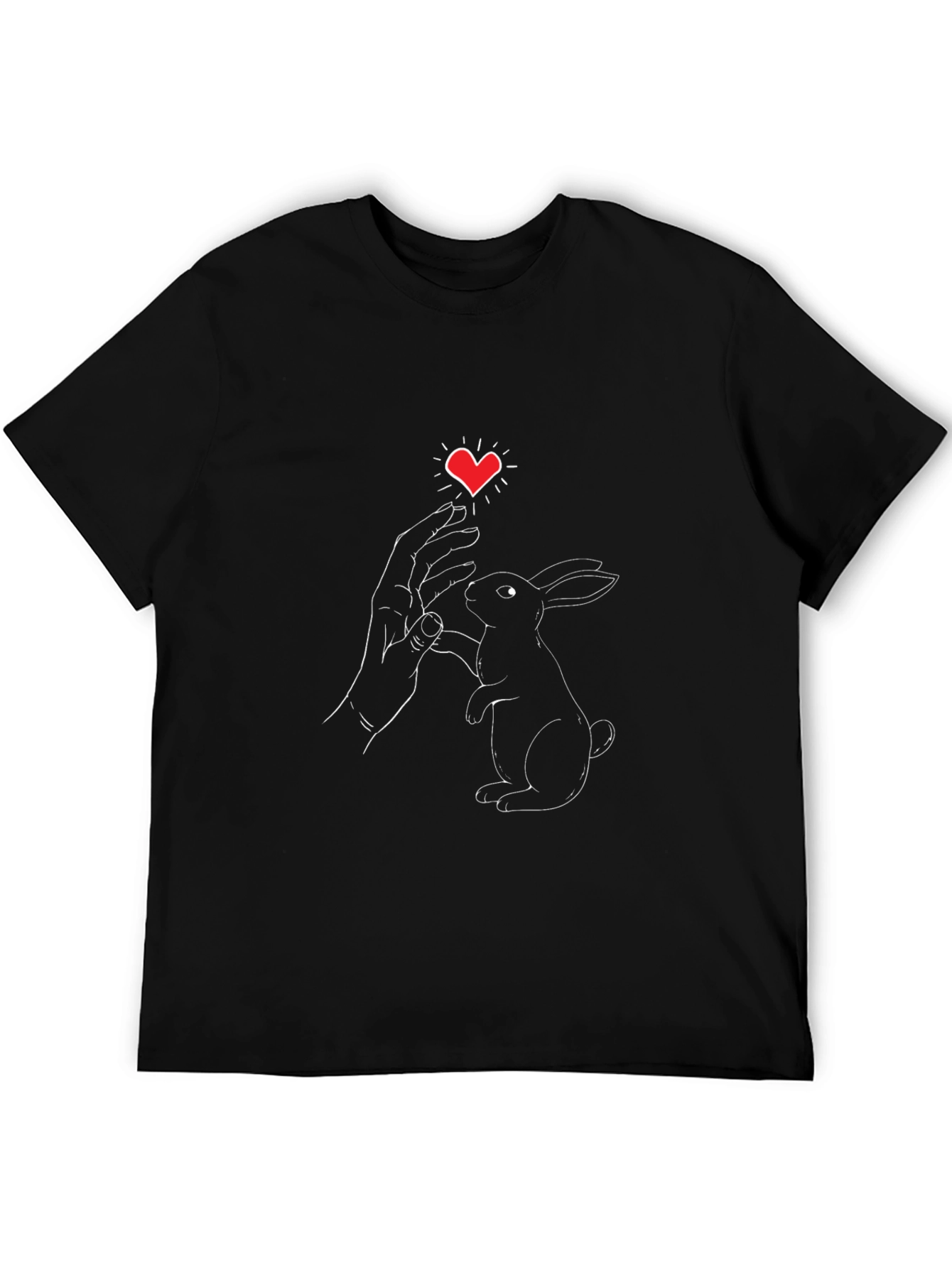 Rabbit & Heart Graphic Tee - Black Cotton Blend