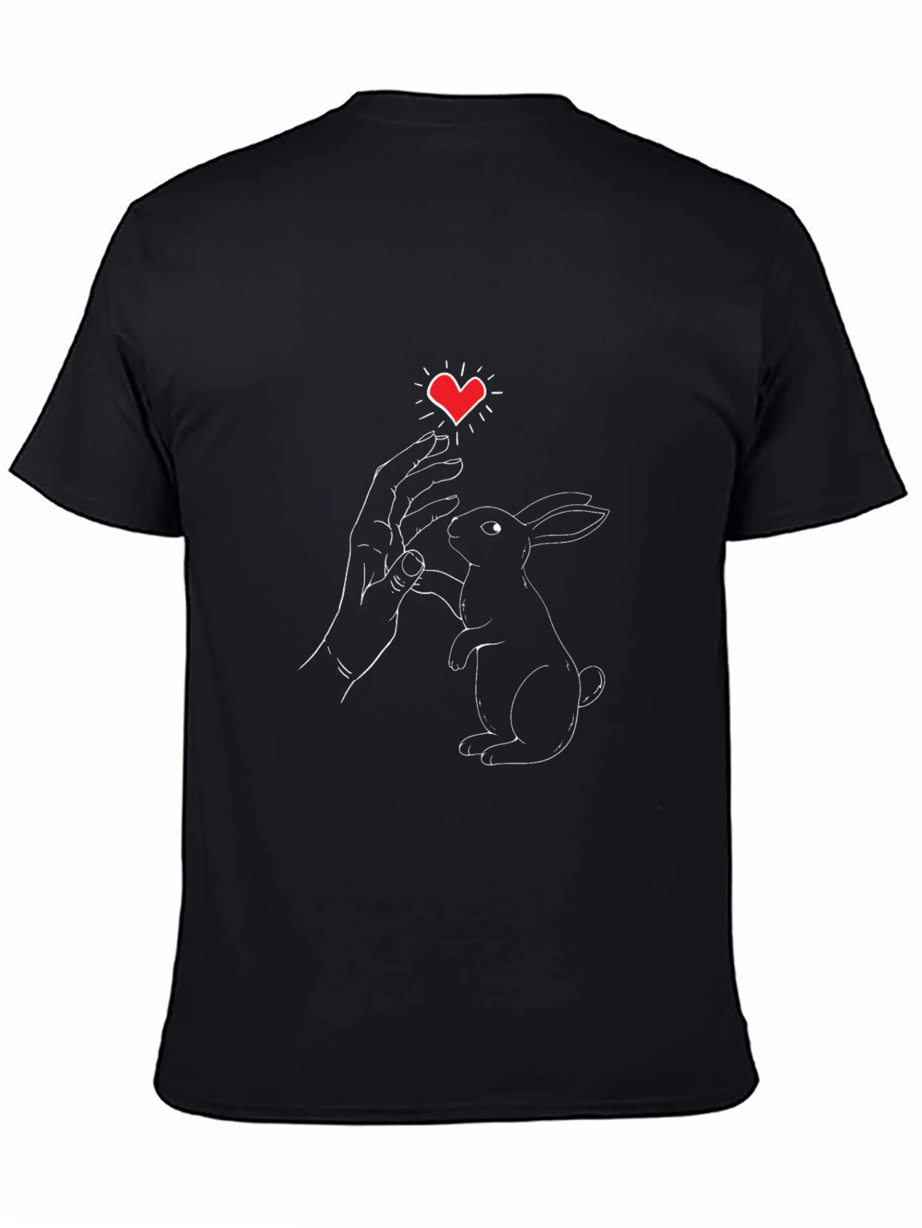 Rabbit & Heart Graphic Tee - Black Cotton Blend